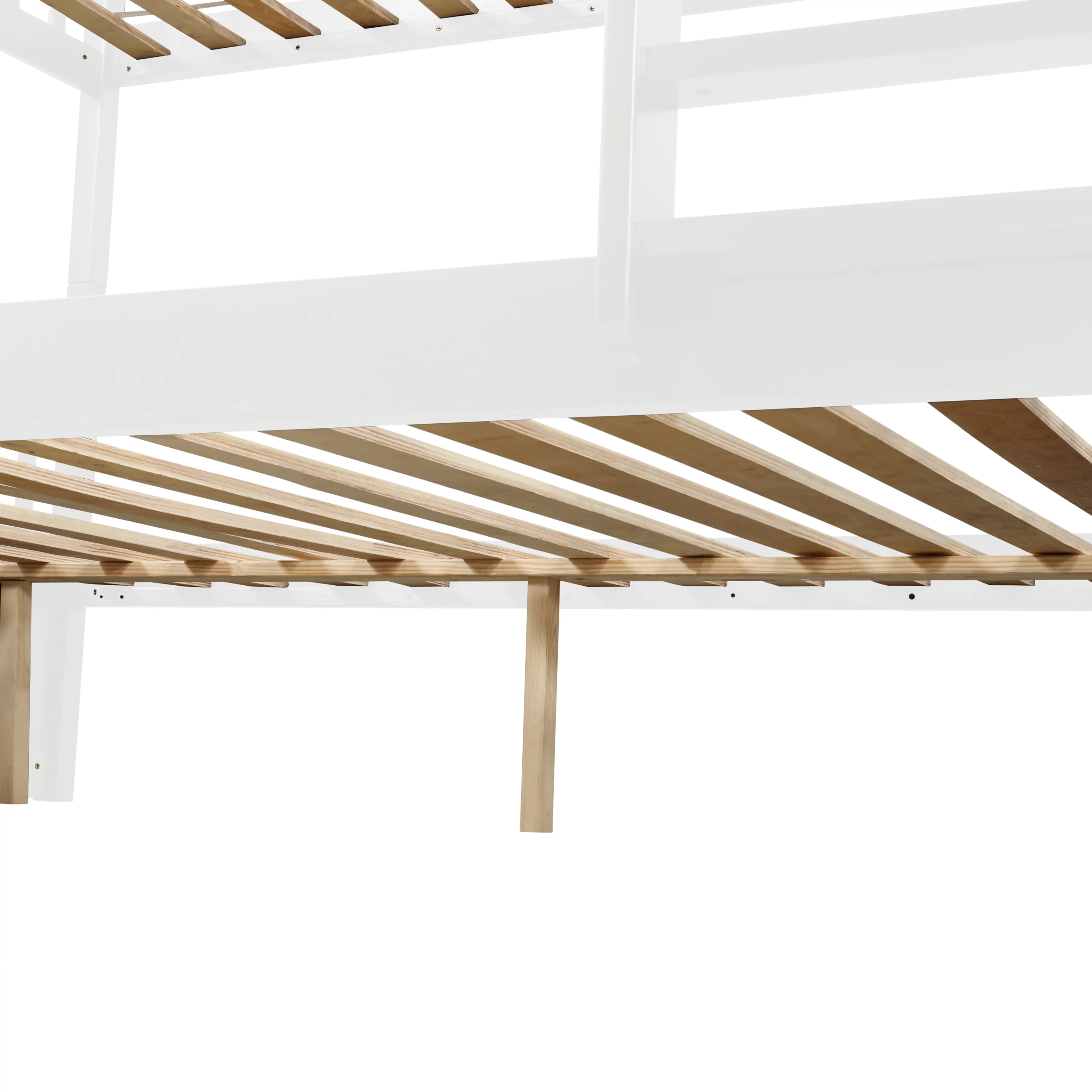 Bellemave Full Over Full Bunk Bed with Trundle,Wooden Trundle Bed Frame with Ladder,Convertible to 2 Platform Beds for Kids Teens Adults(White)