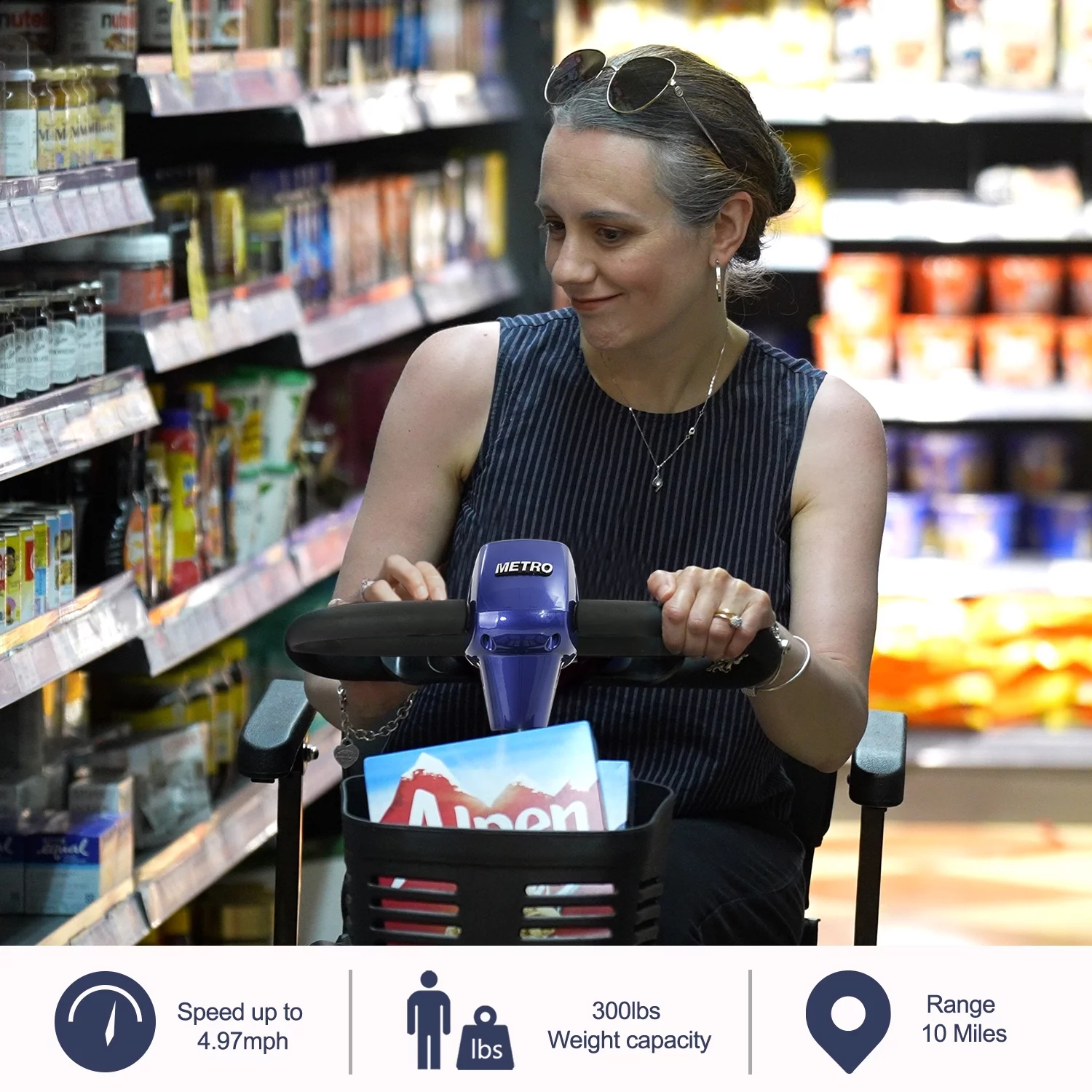 Leadzm Elderly Scooter Folding Scooter 4 Wheel Scooter With Cup Holder Blue