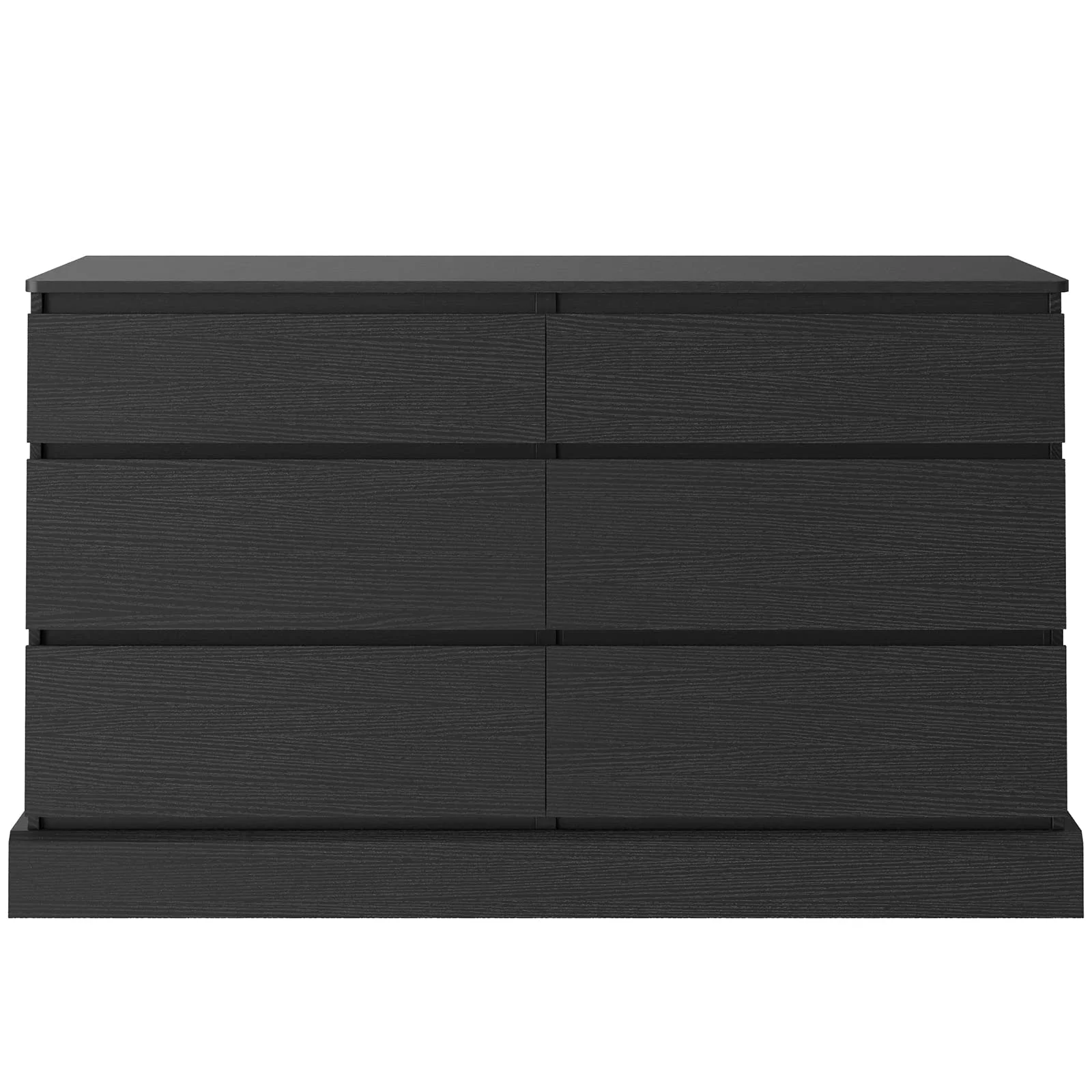 6 Drawer Double Dresser, 51.5''W Wooden Storage Chest of 6 Drawers, Large Capacity Clothing Storage Cabinet, Wide Black Dresser for Bedroom