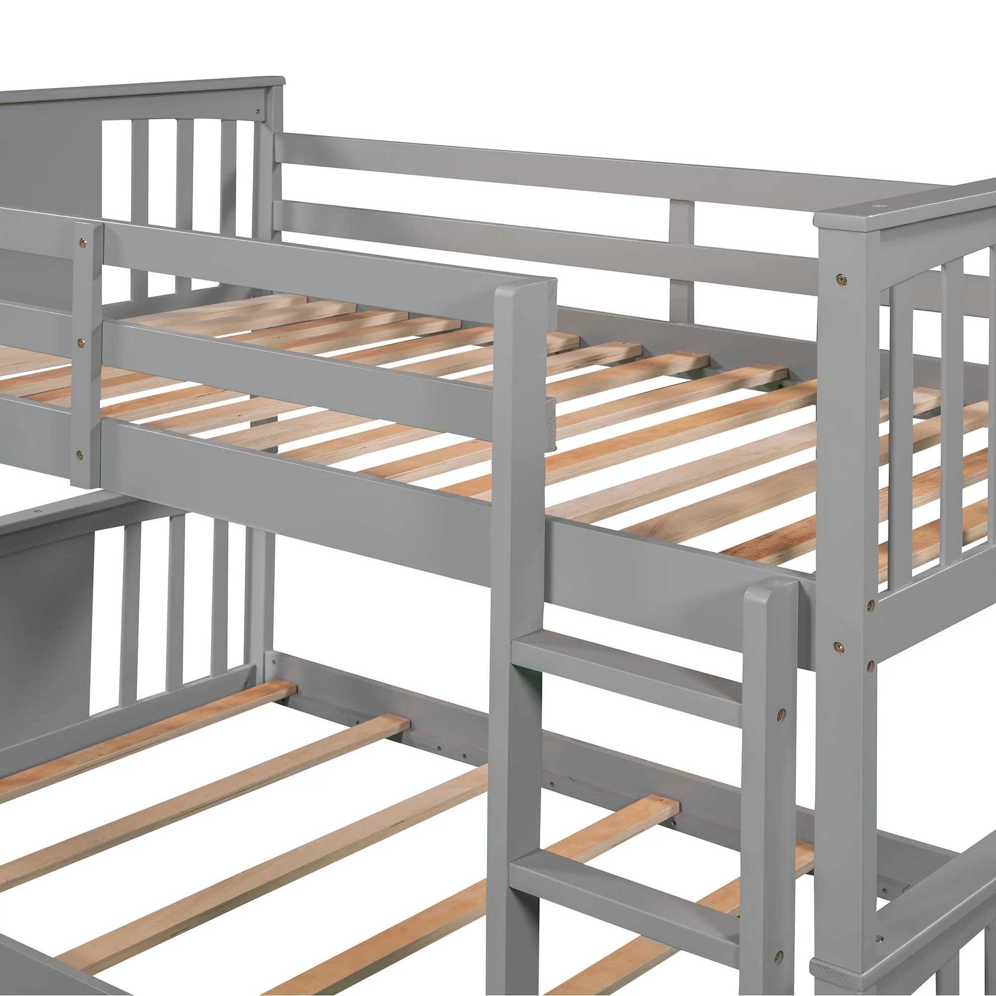 Gray Twin Over Twin Bunk Bed with Ladder