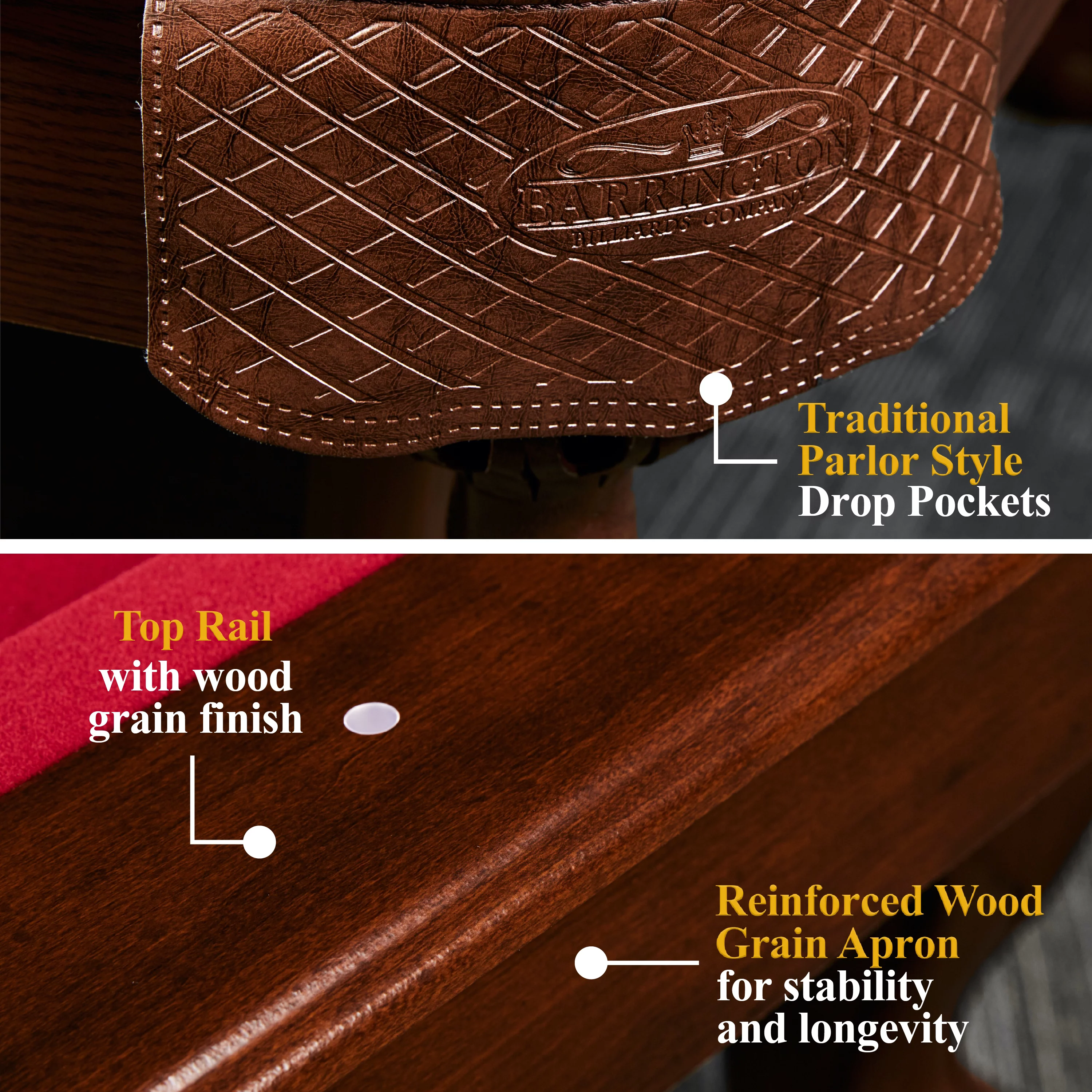 Barrington Red Billiard Table with Cue Rack and Accessories (89