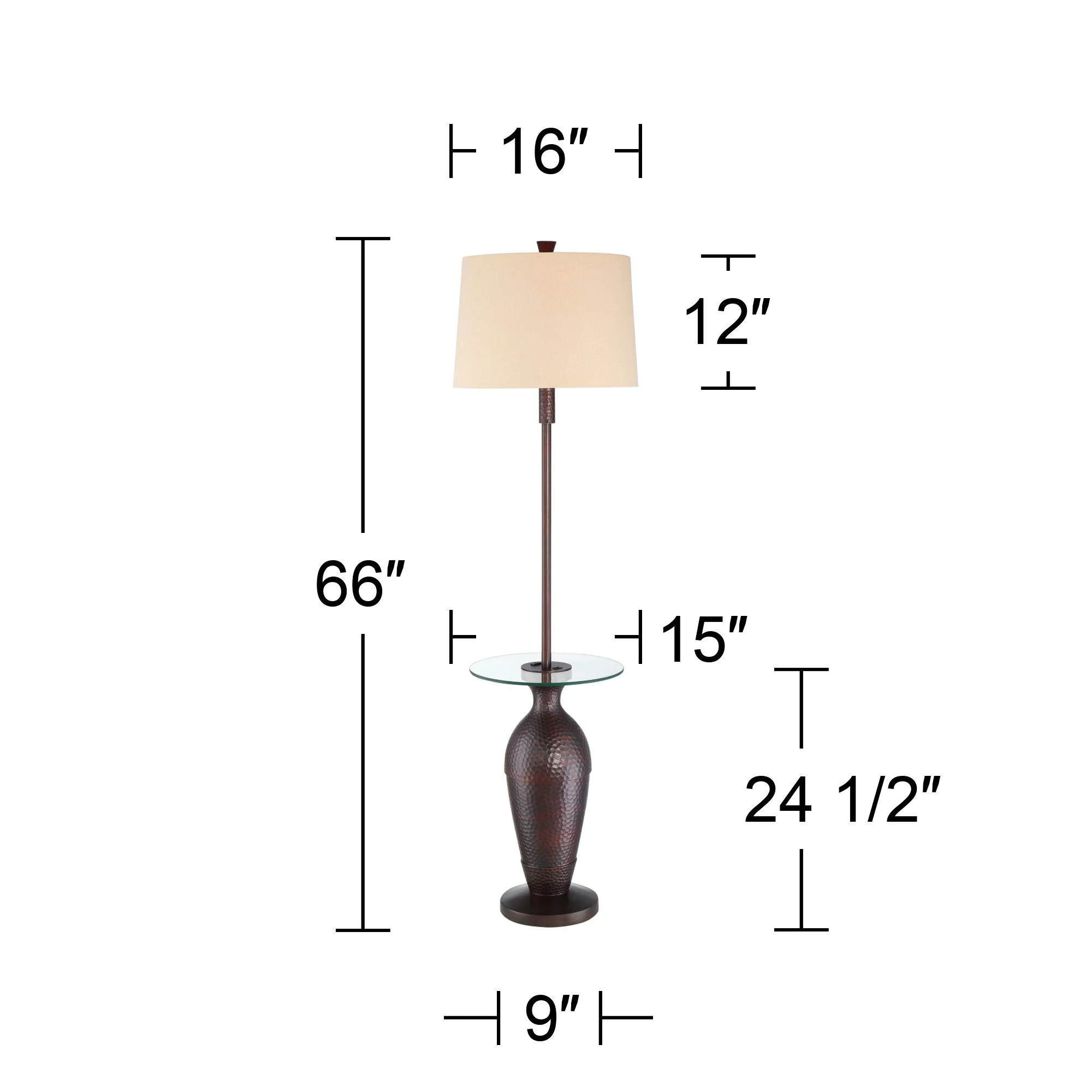 Regency Hill Fallon Rustic Industrial Floor Lamp with Tray Table 66