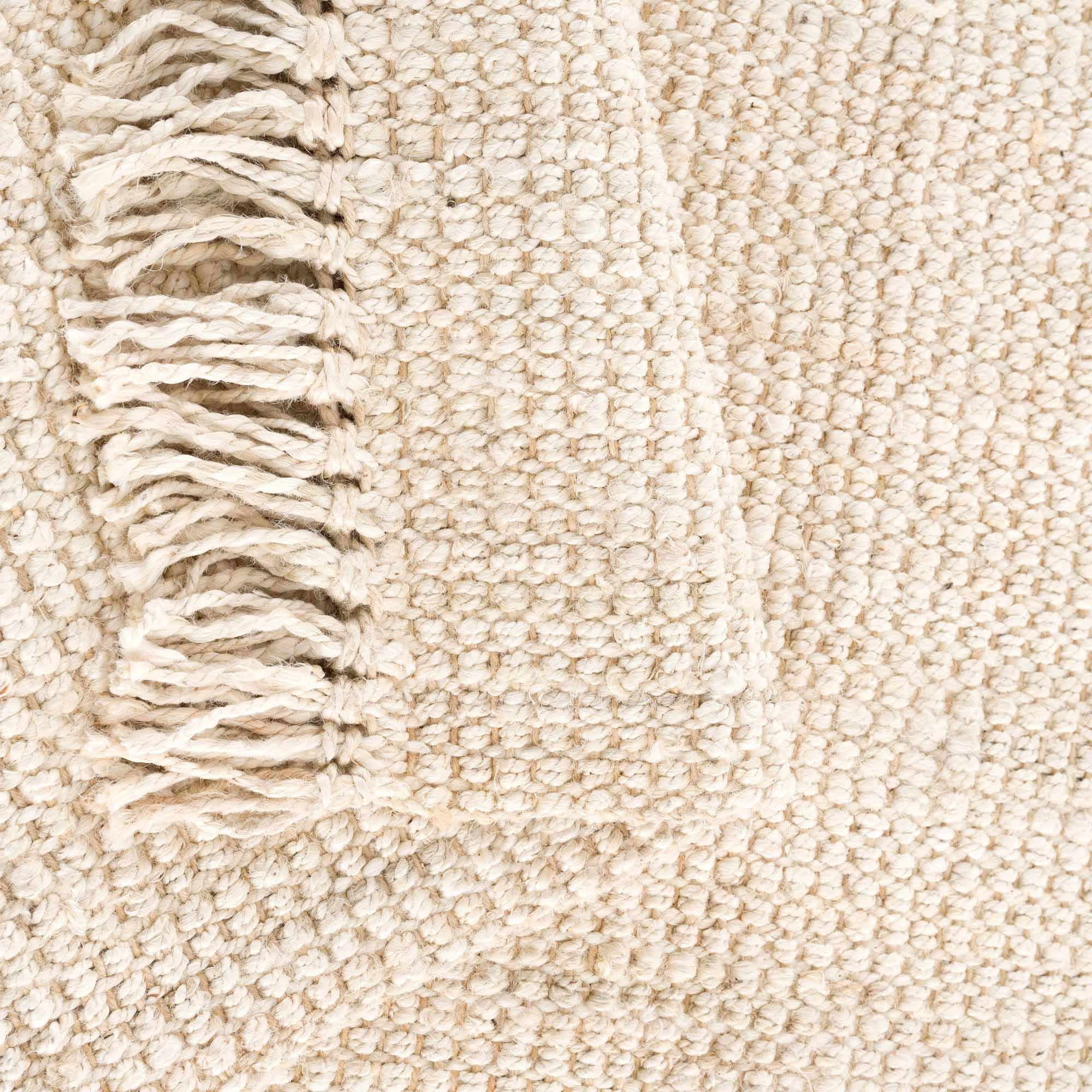 Hauteloom Senneterre Solid Sea Grass Bleached Jute Rug - Natural Fiber Large Area Rug - Natural Fringe Tassel - Rattan Wicker Look Carpet - Beige, Cream - 12' x 15'