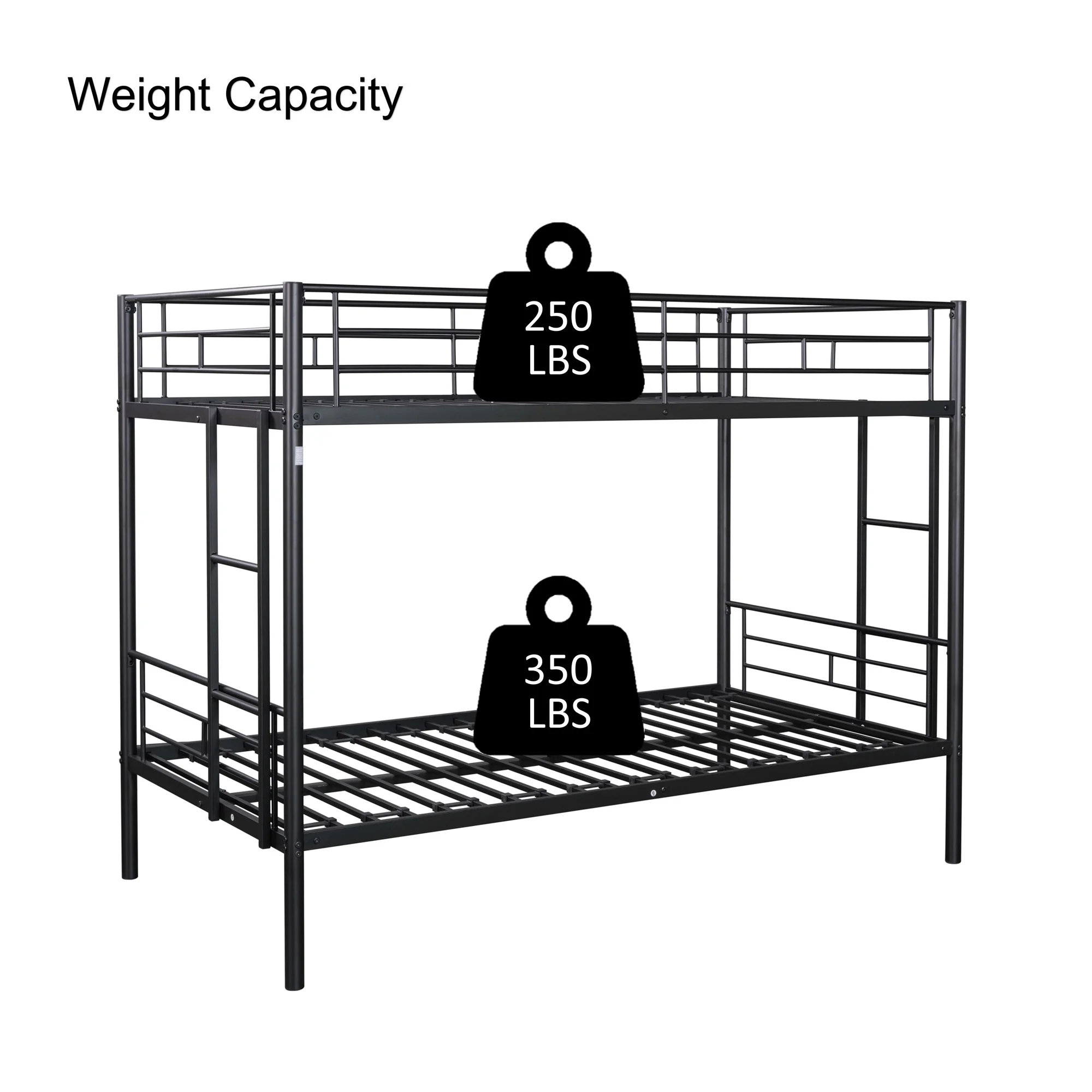 KAMIDA Metal Bunk Bed for Kids, Twin Over Twin Convertible Bunk Bed with Ladder and Safety Fence, Silver