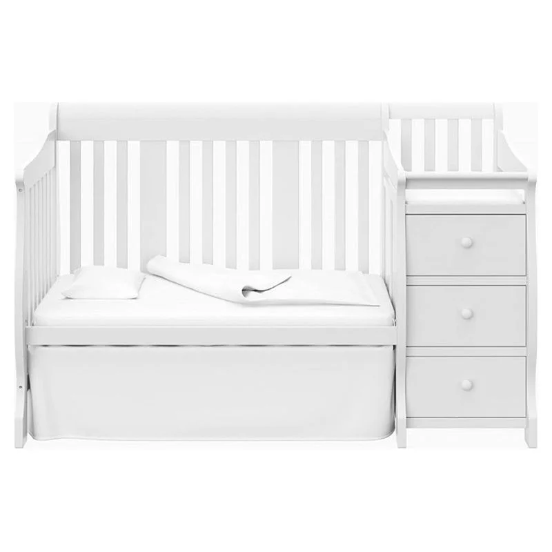 6-Drawer Double Dresser and Baby Crib with Changing Table Set in Pure White