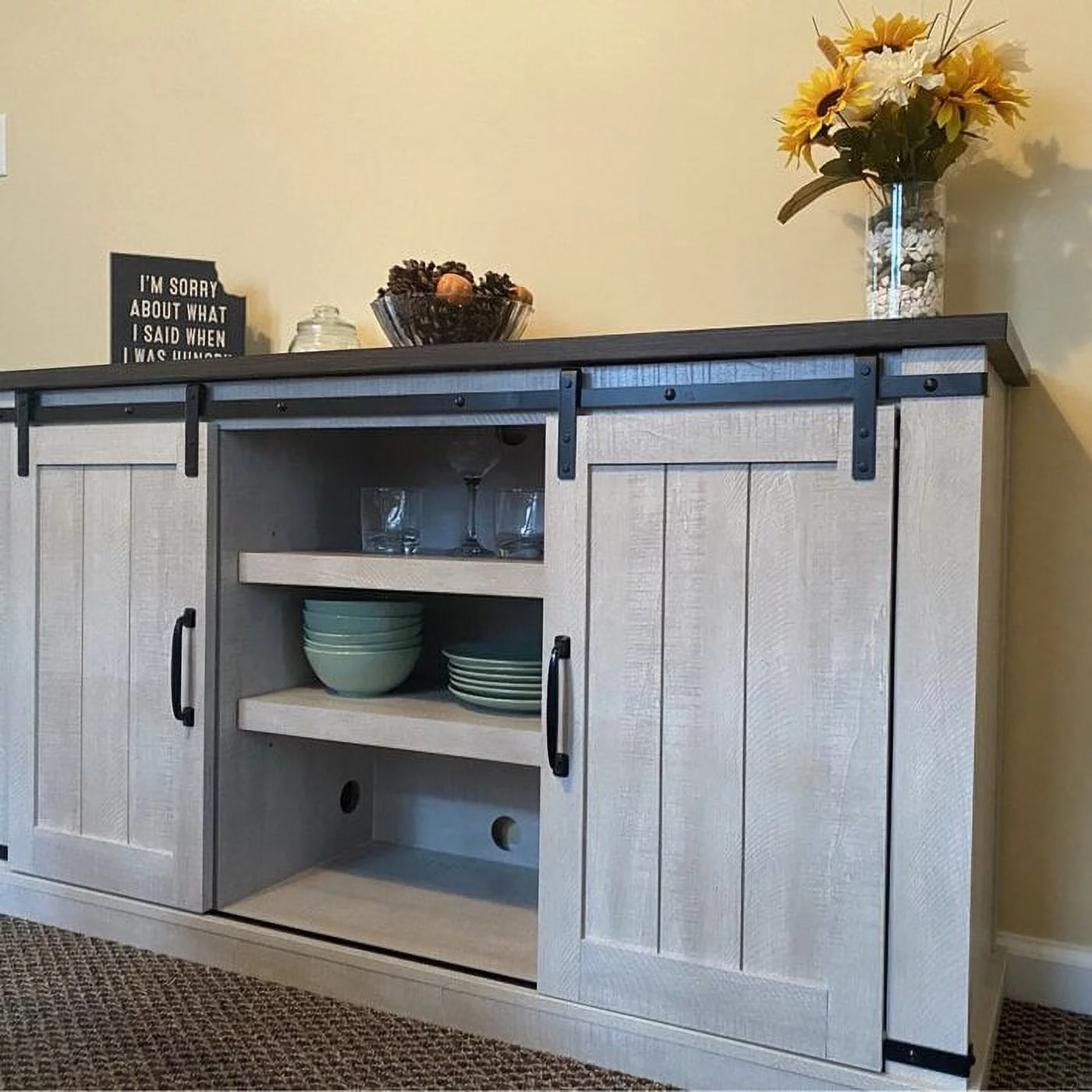 Bestliving Farmhouse Barn Door TV Stand for TVs up to 60