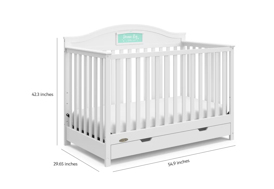 Graco Story 5-in-1 Convertible Baby Crib with Drawer, White