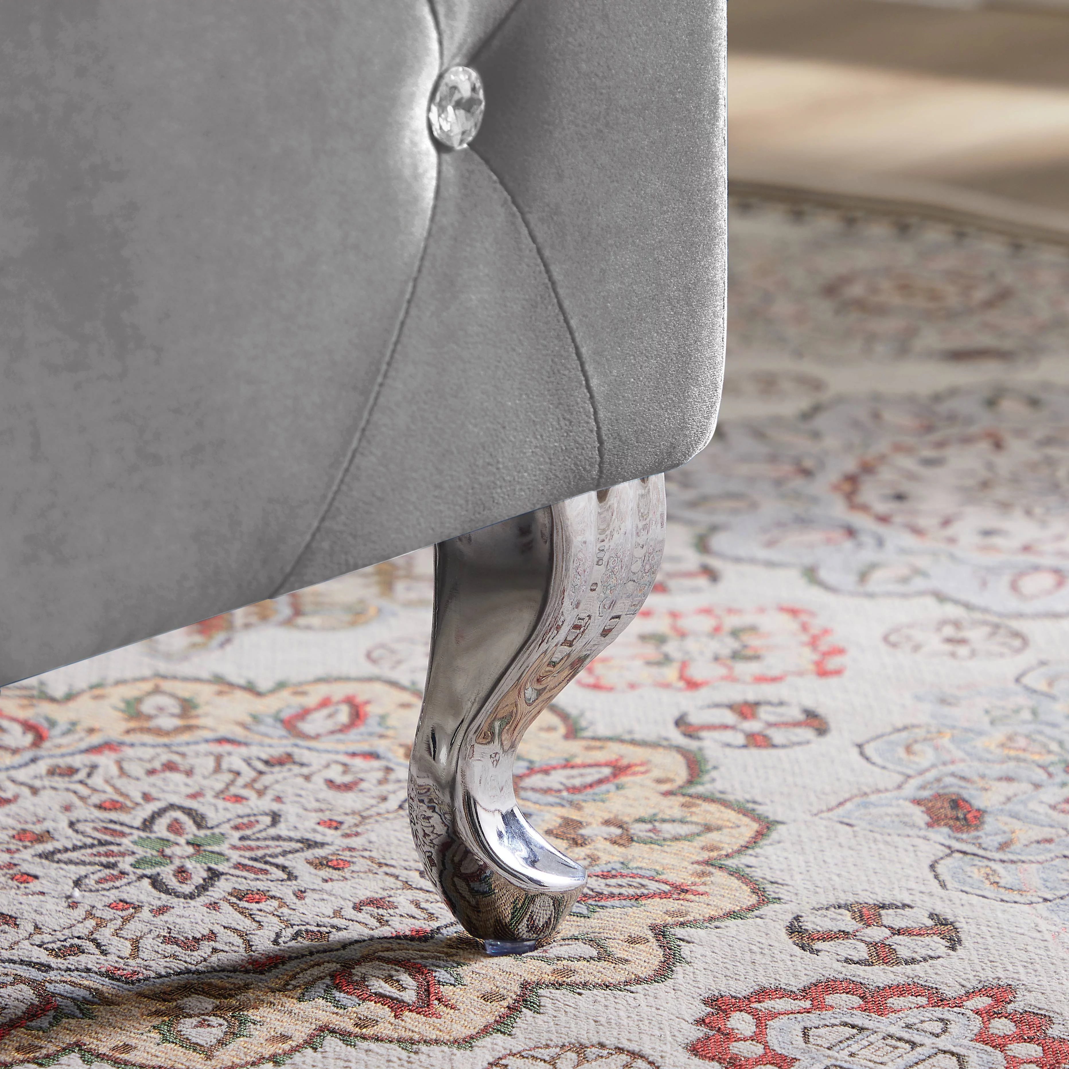 Seizeen Upholstered Storage Bench, Entryway Flip Top Bench with Safety Hinge, Storage Chest with Padded Seat, Bed End Ottoman with Storage for Bedroom, Holds up to 250lb, Silver Velvet, L0262