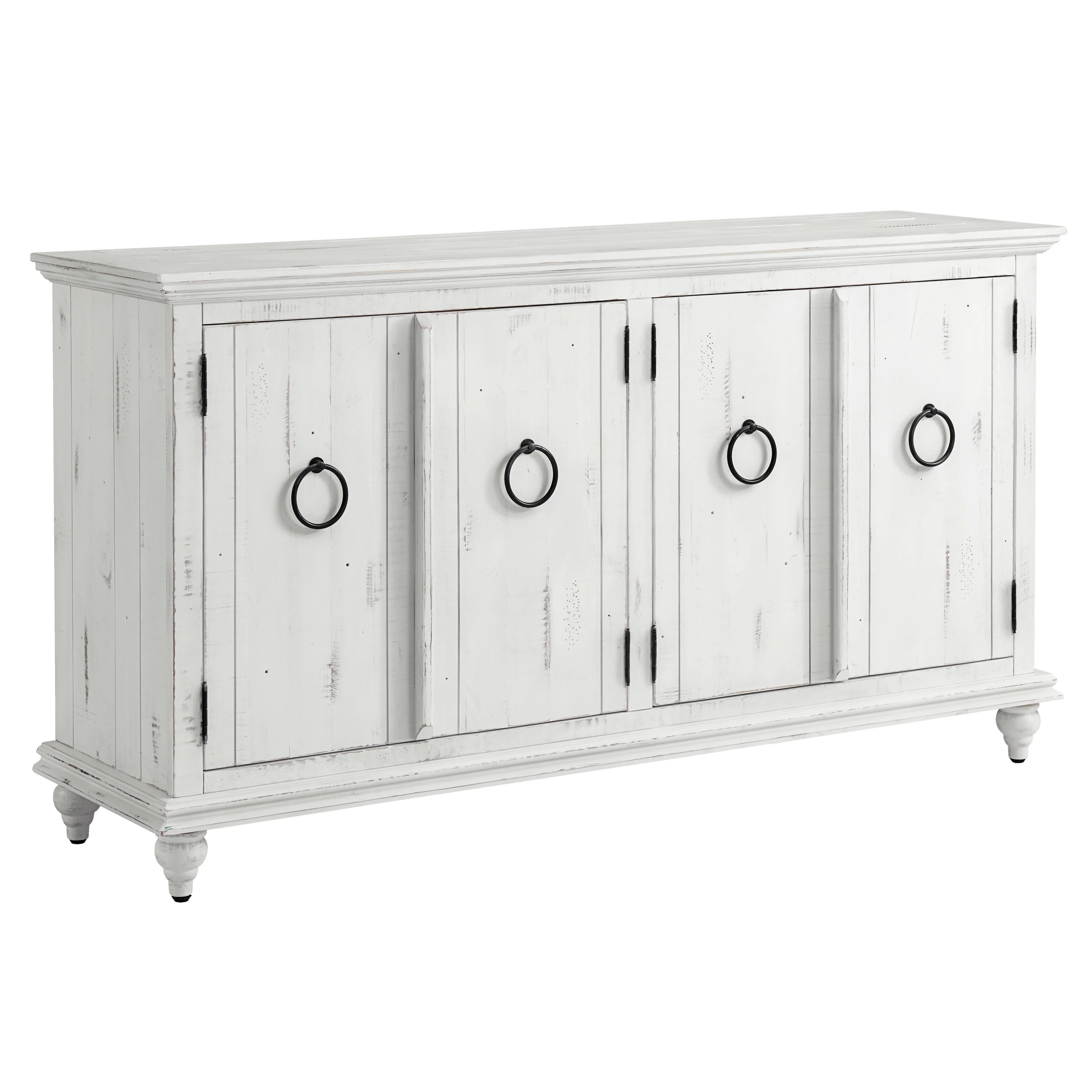 Central Park 65-inch Solid Wood 4-door TV Stand Console - 35 inches high x 65 inches wide x 18 inches deep Rustic-White