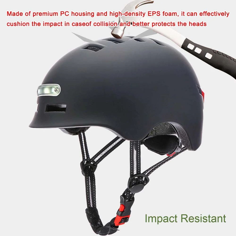 Cycling Helmet Breathable & Comfortable Safety Helmet with Front & Rear Light 4 Light Modes for Men Women Bike E-Bike Electric Scooter