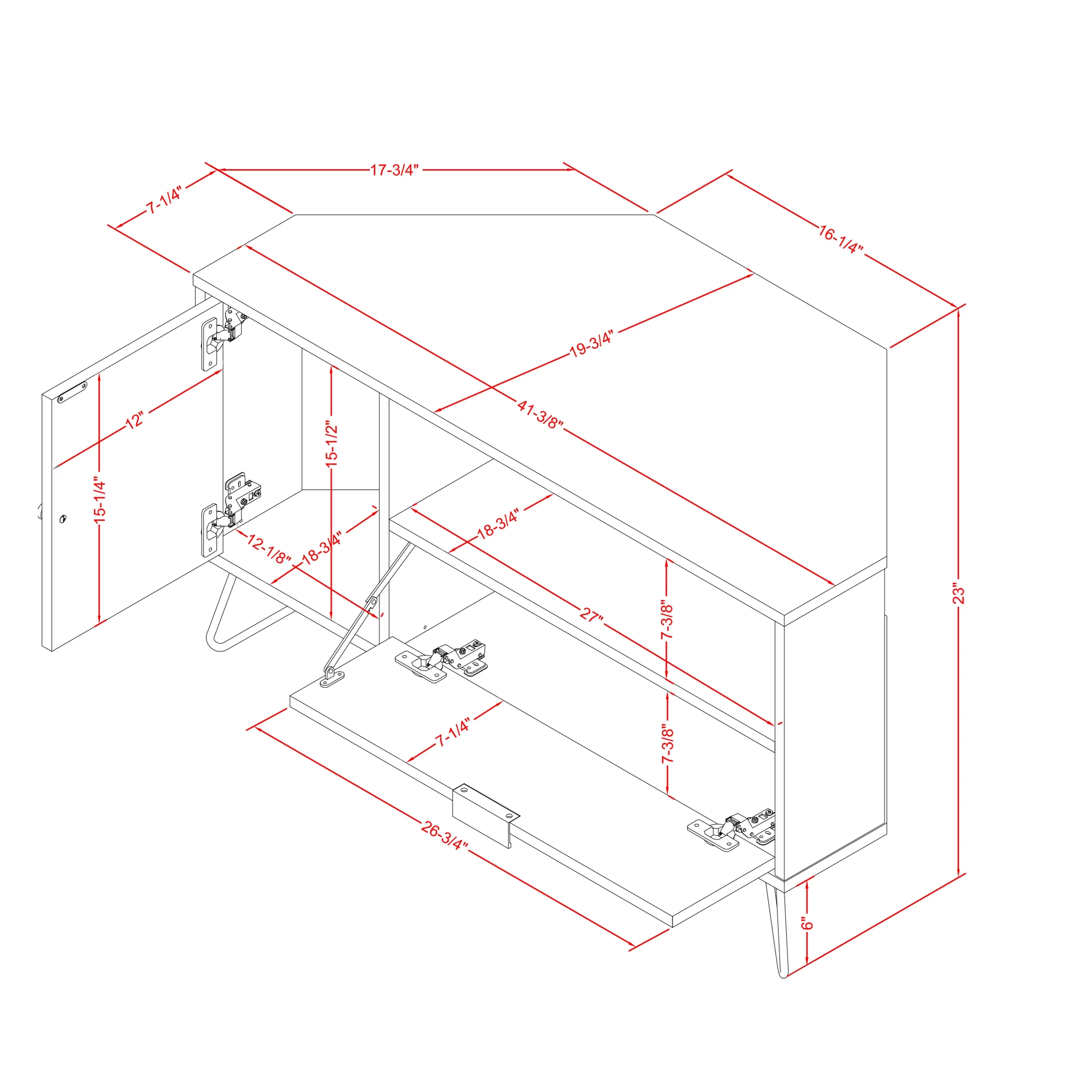 Furniture of America Talley Mid-Century Modern 41-inch 1-Open Shelf Corner TV Console by  Navy Mid-Century Modern, Preppy