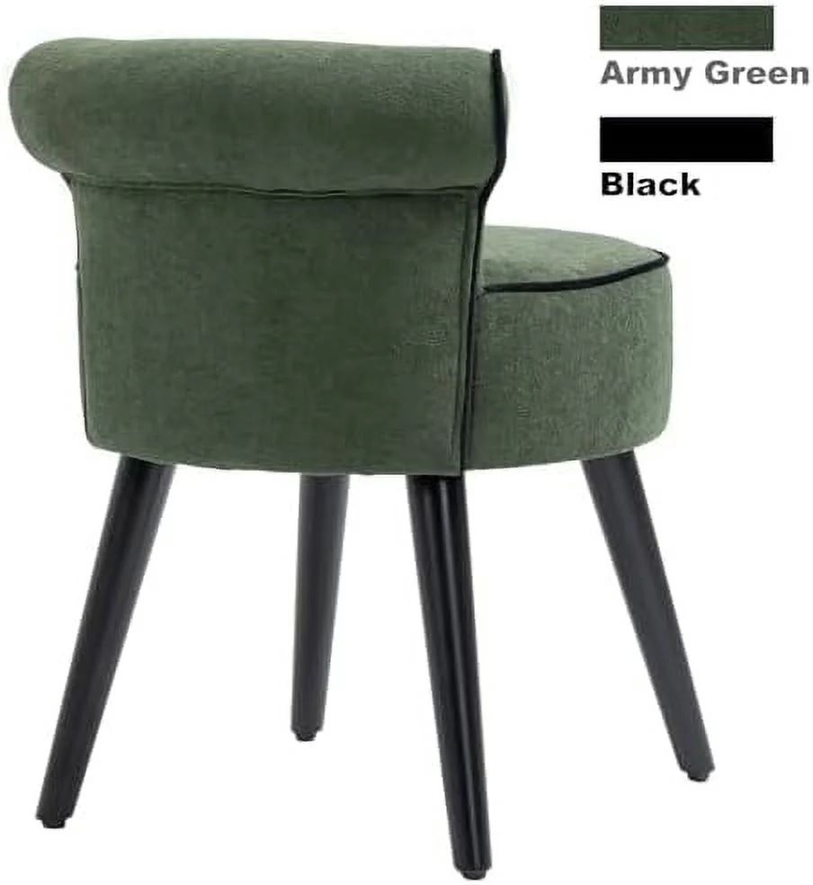 RUNFAYBIU Vanity Chairs-Armless Side  Slipper Chair with Comfortable Upholstery   Chairs with Low Curved Back  Vanity Stool with Wood Legs (Yellow/Black Trim)