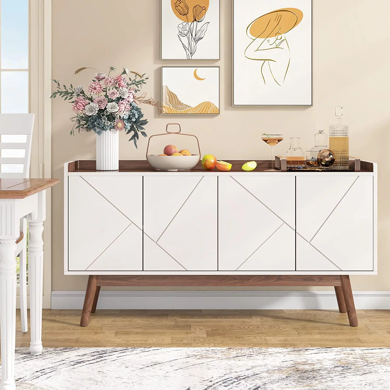 Buffet Cabinet with Storage, Kitchen Sideboard Buffet Table 55