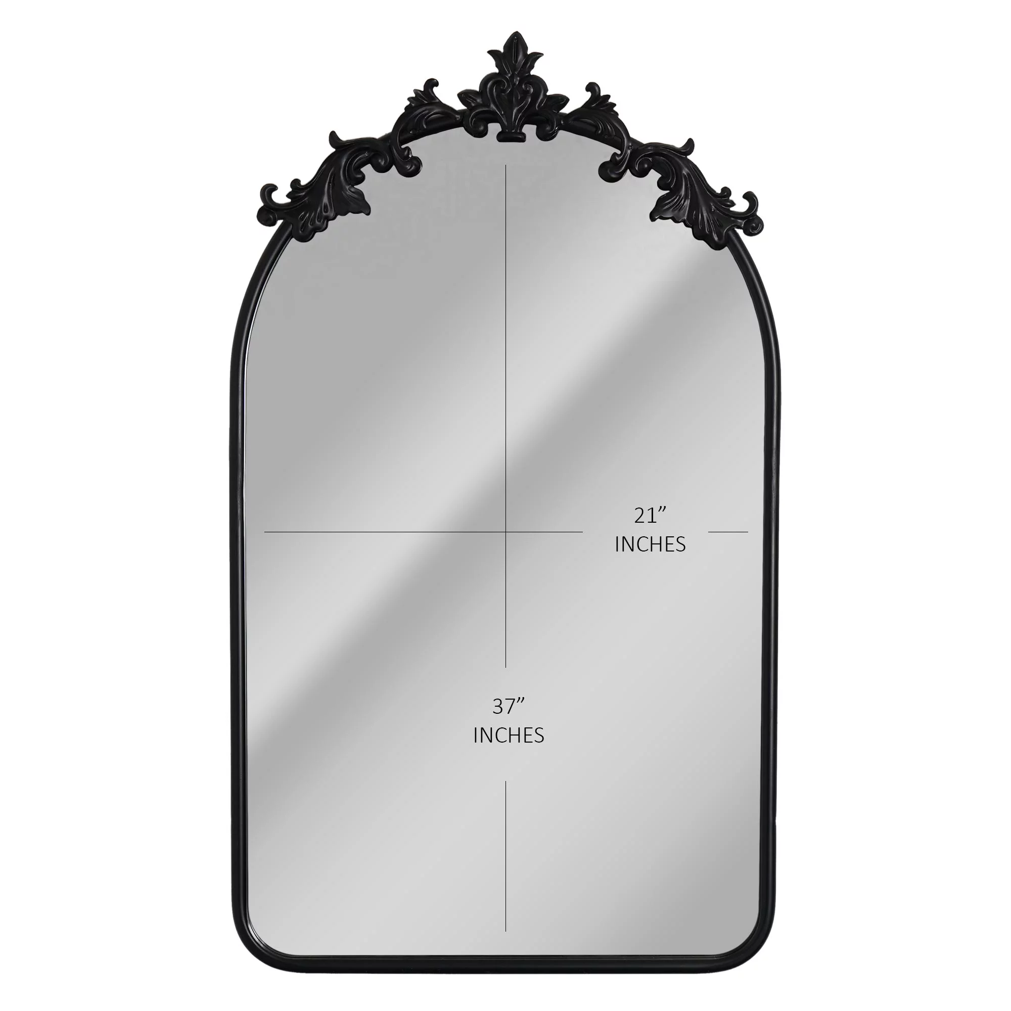 Head West Arch Black Ornate Metal Framed Accent Wall Mirror- 22