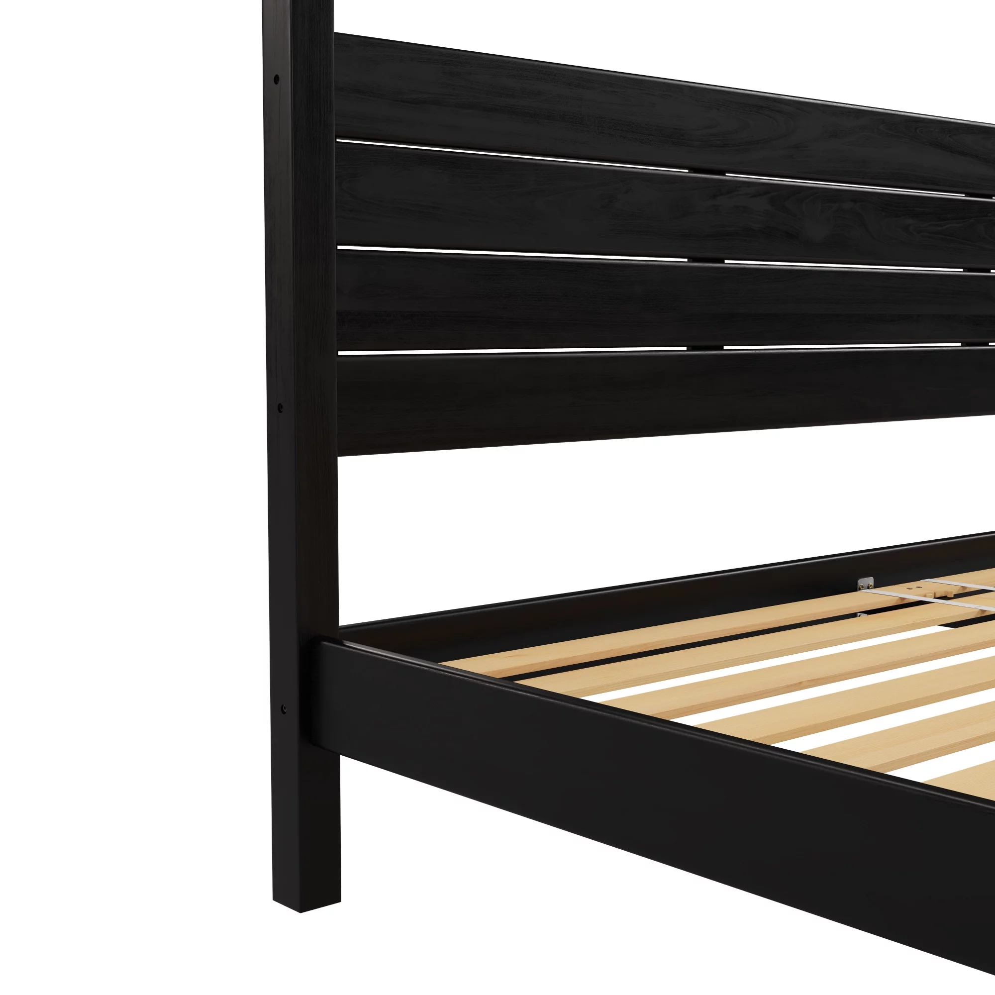 Walker Edison Minimalist Solid Wood King-Size Canopy Bedframe, Black