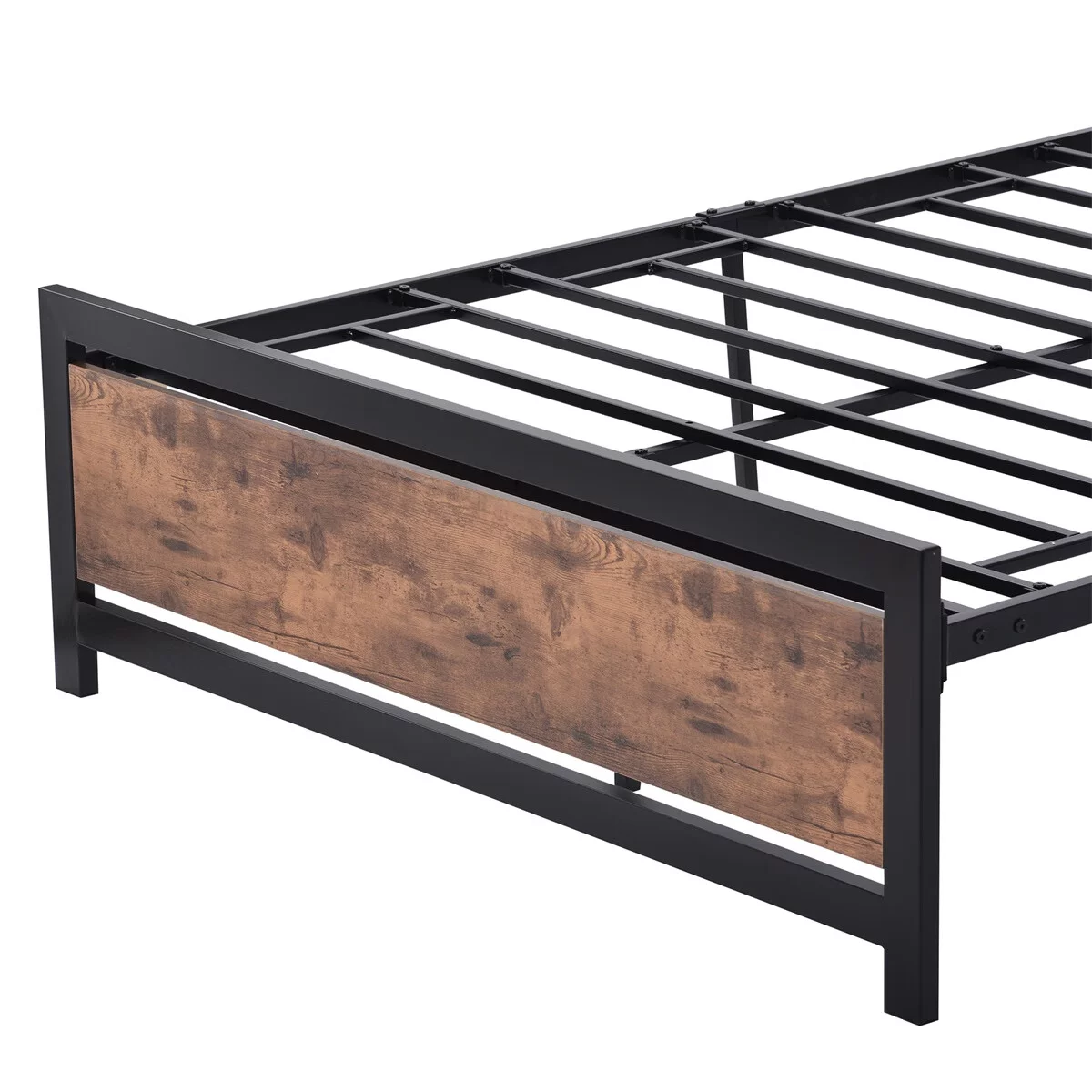 SENTERN Metal and Wood Bed Frame with Headboard and Footboard ,Full Size Platform Bed