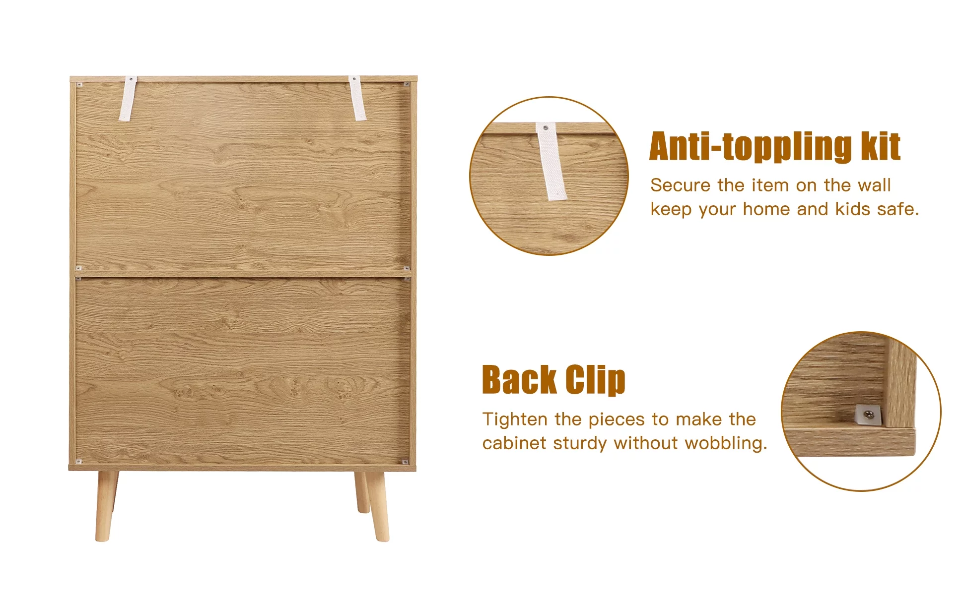 Eumyviv  Rattan Storage Cabinet with 2 Door, Farmhouse Sideboard Tall Storage Cabinet for Living Room Entryway, Oak H0030