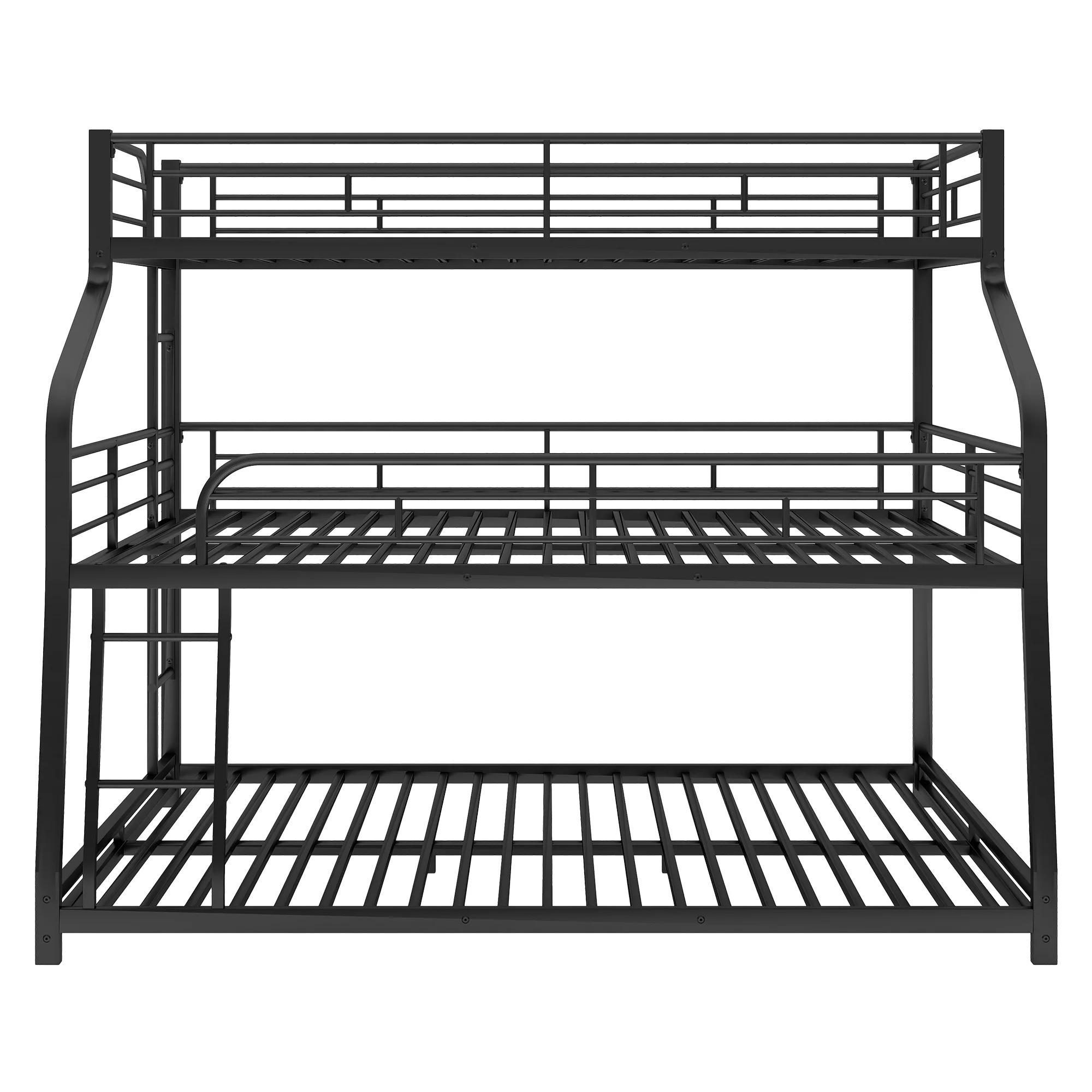 Euroco Metal Triple Bunk Bed, Twin-XL over Full-XL over Queen Size for Kids and Adults, Black