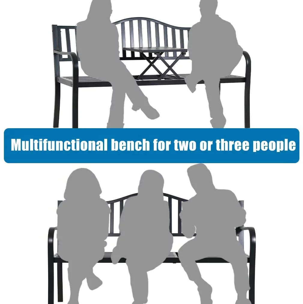 Park Bench Metal Bench Garden Bench Chair Outdoor Benches Clearance Patio Bench Yard Bench Porch Work Entryway Steel Frame Furniture