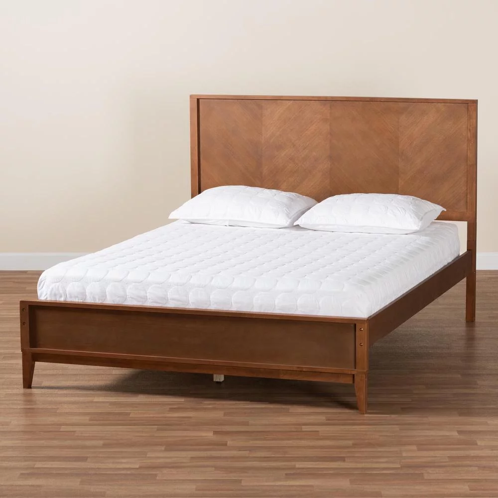 Baxton Studio Carver Ash Walnut Finished Wood Queen Size Platform Bed