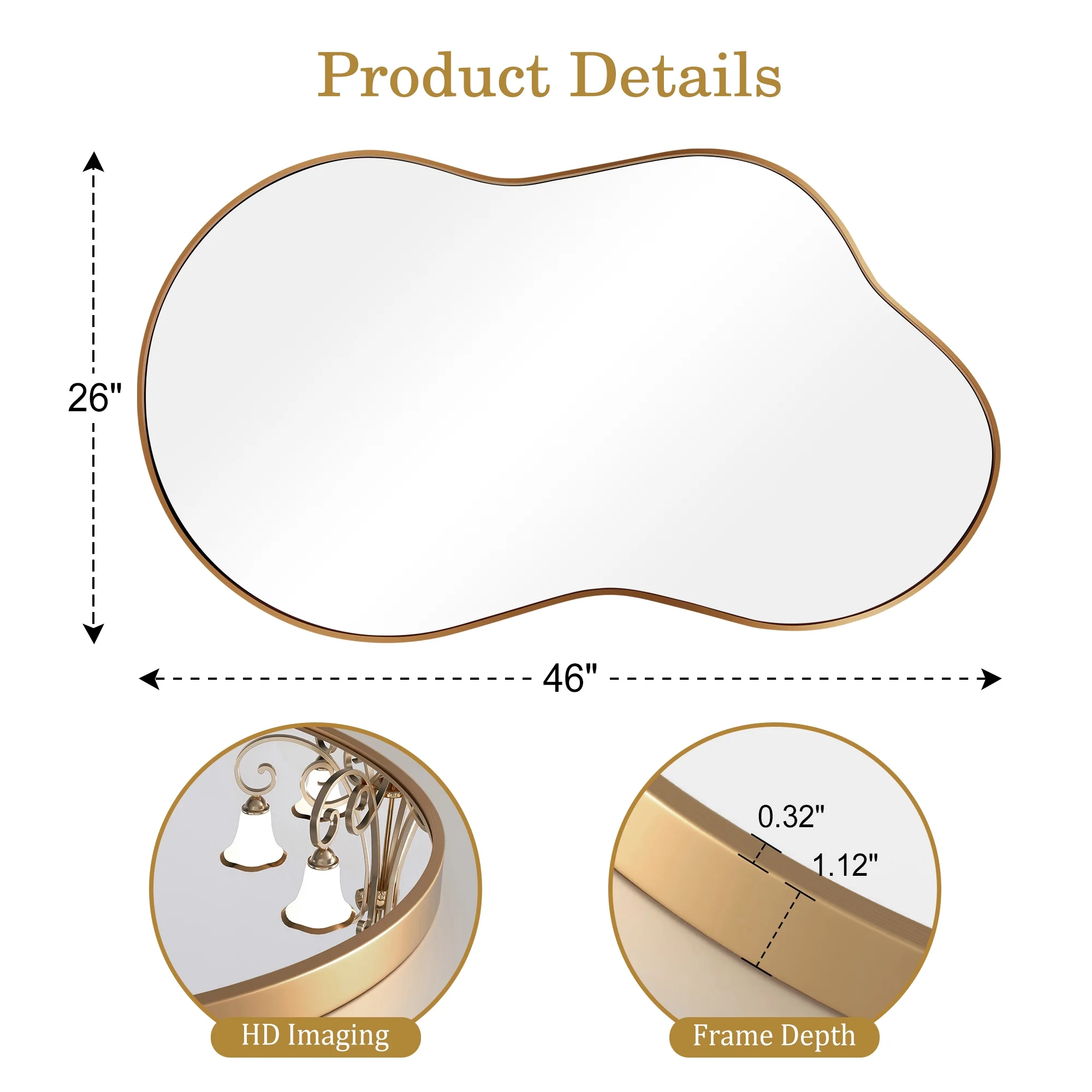 AUSTUFF Irregular Wall Mirror Cloud Shaped Bathroom Mirror 26