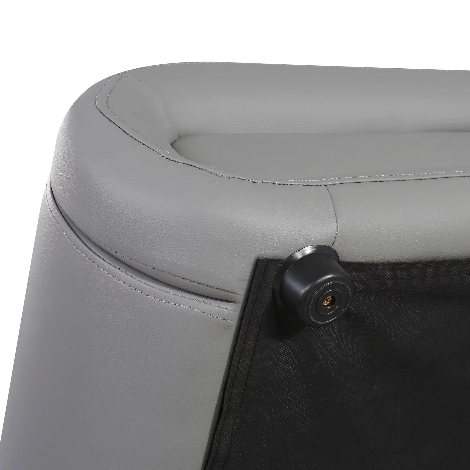 Modern Faux Leather Platform Bed with Hydraulic Storage and LED Light Headboard - Queen Size