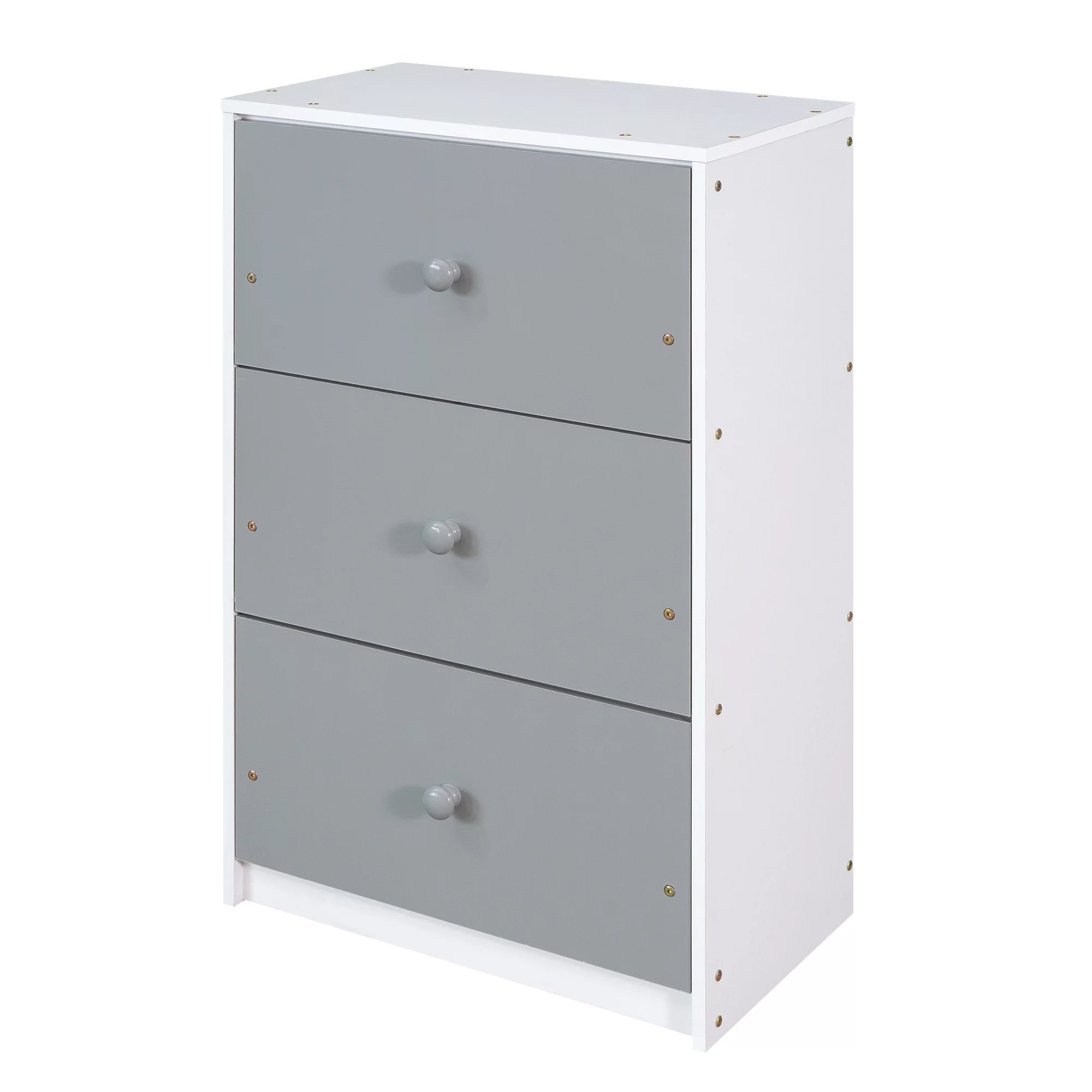 Euroco Twin over Twin Bunk Bed with Six Drawers for Kids Room, Gray