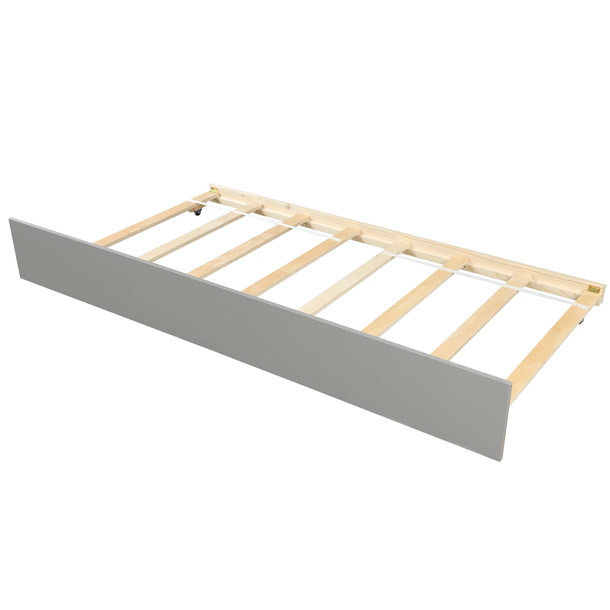 CHURANTY Solid Wood Bunk Bed Frame with Trundle,Twin Over Twin Loft Bed With Storage Stairways and Guardrails for Kids and Teens