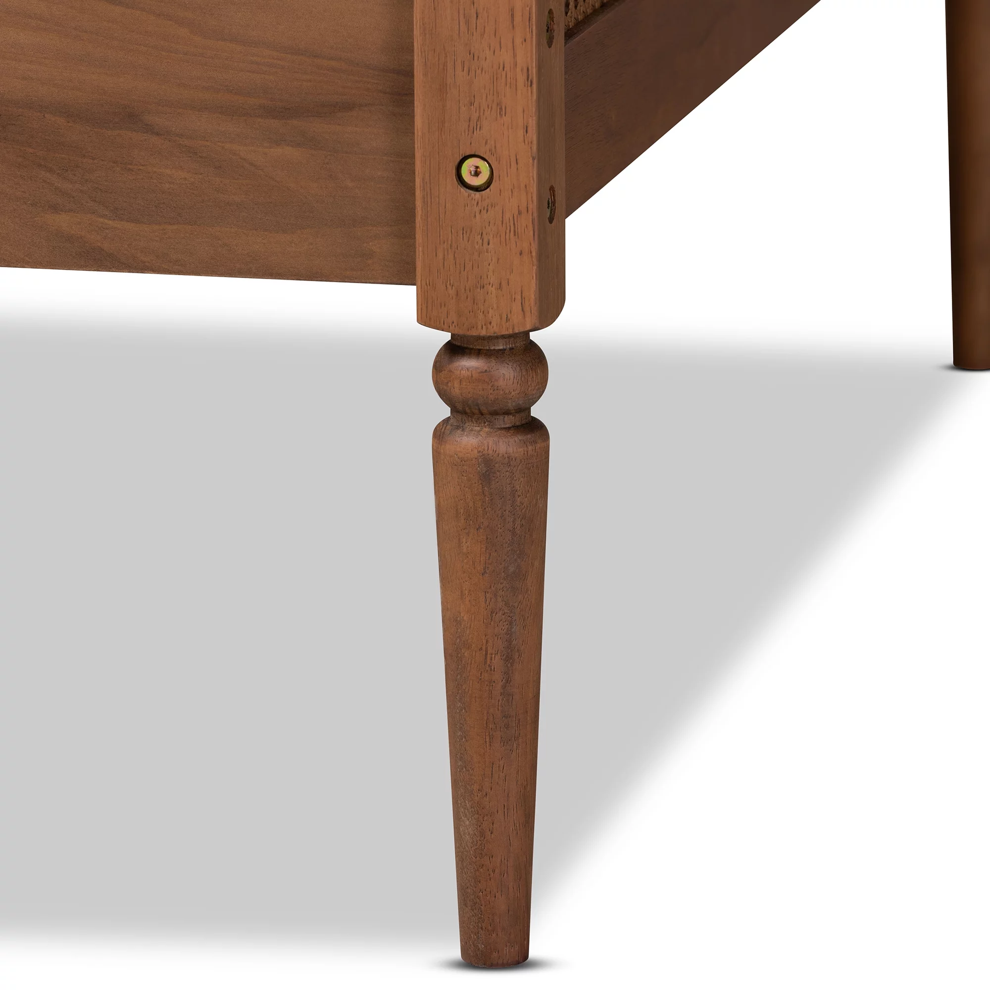 Baxton Studio Ogden Mid-Century Modern Walnut Brown Finished Wood and Synthetic Rattan Twin Size Daybed