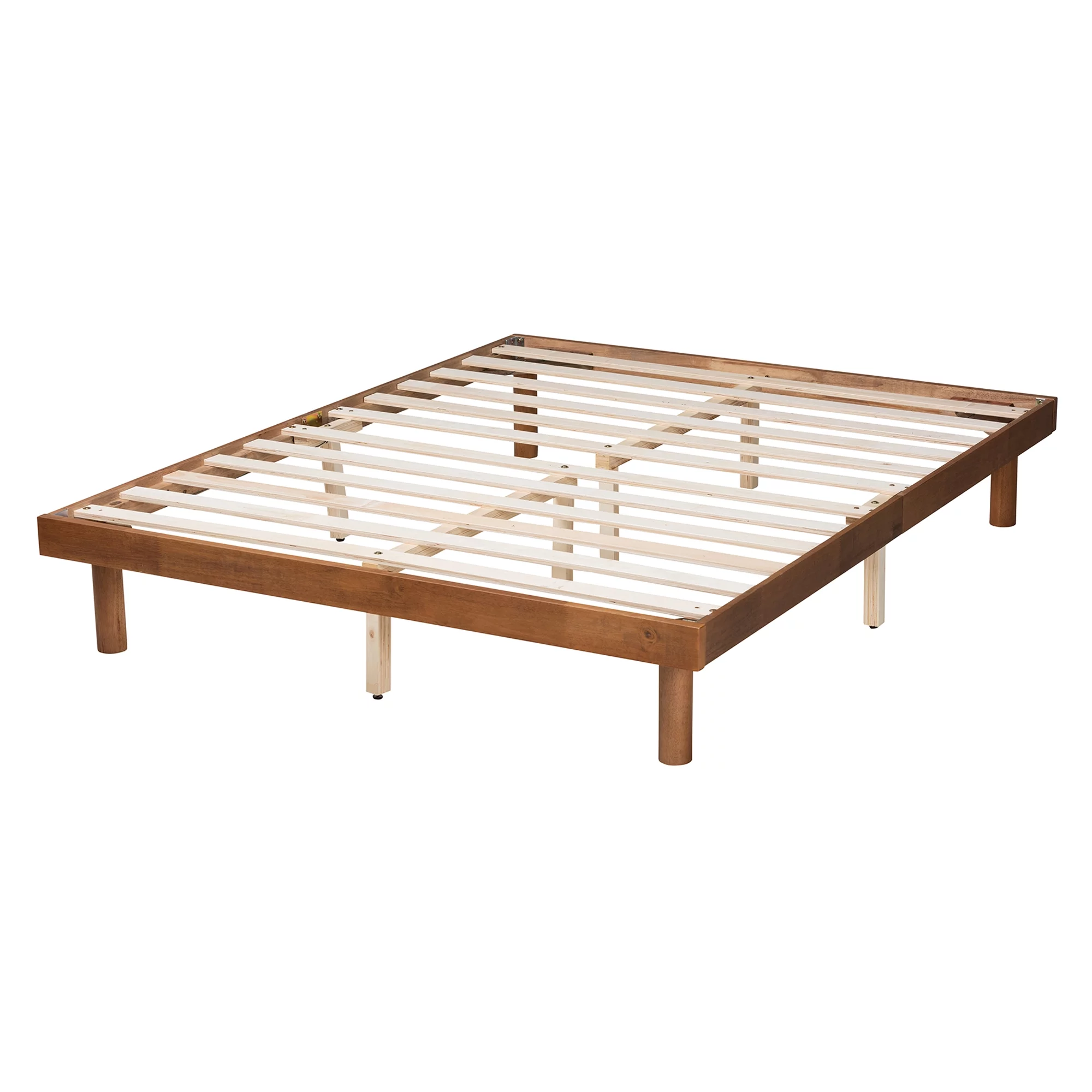 Baxton Studio Winston Mid-Century Modern Walnut Brown Finished Wood Full Size Platform Bed frame
