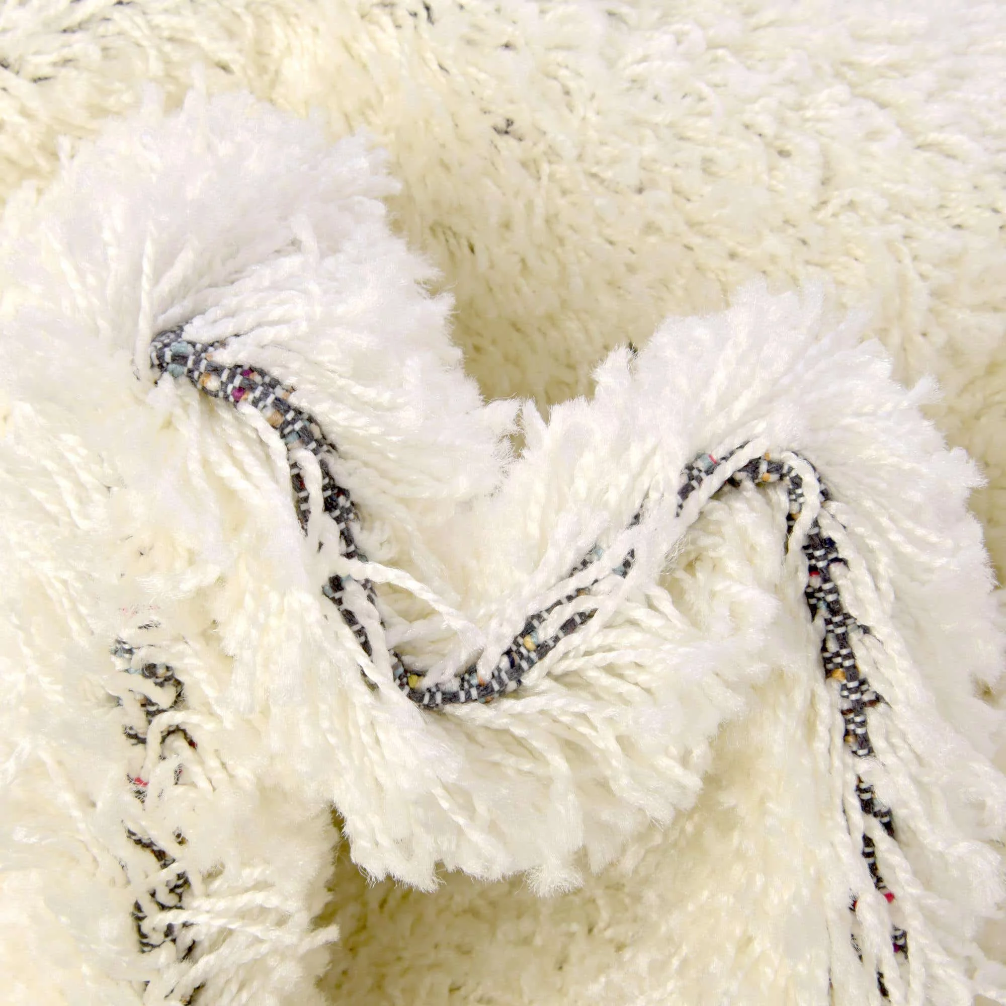 Unique Loom Solid Shag Rug Snow White 9' x 12' Rectangle Solid Modern Perfect For Living Room Bed Room Dining Room Office