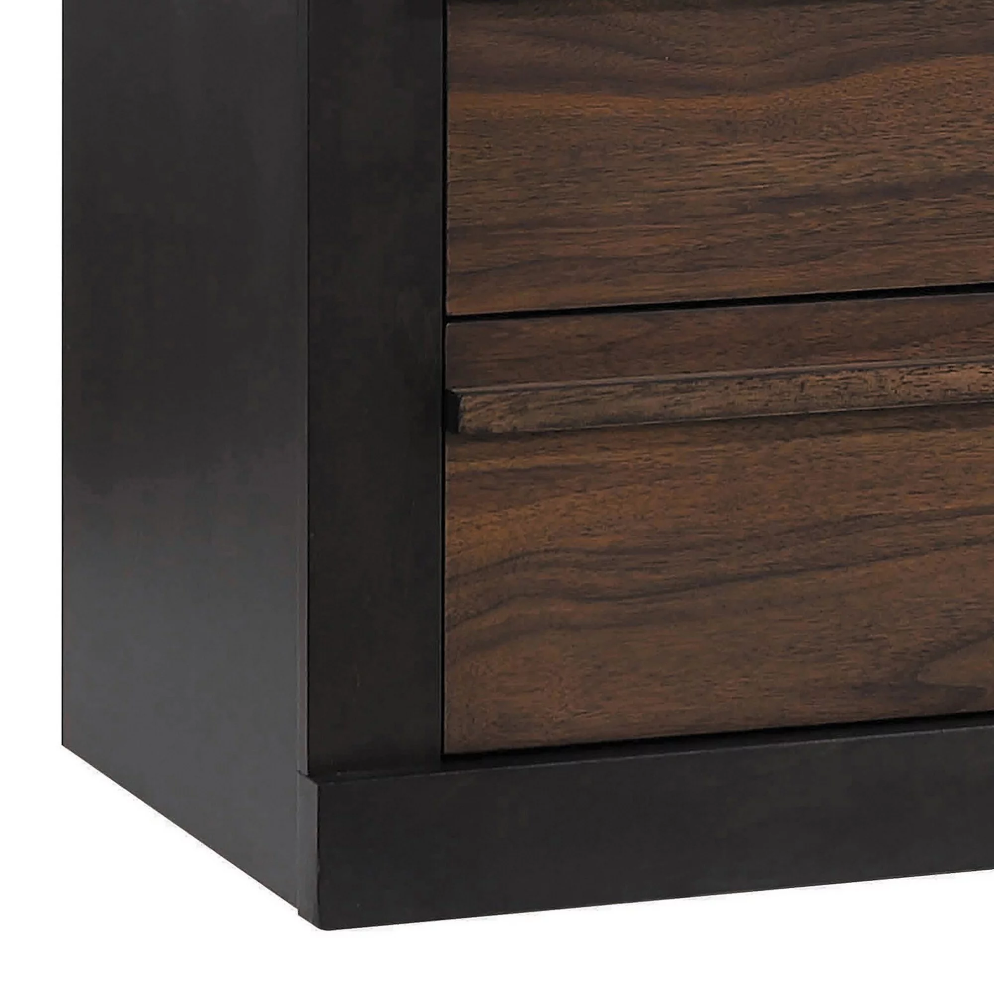 Ras 26 Inch 2 Drawer Nightstand, Felt Lined, 2 USB Ports, Walnut Brown