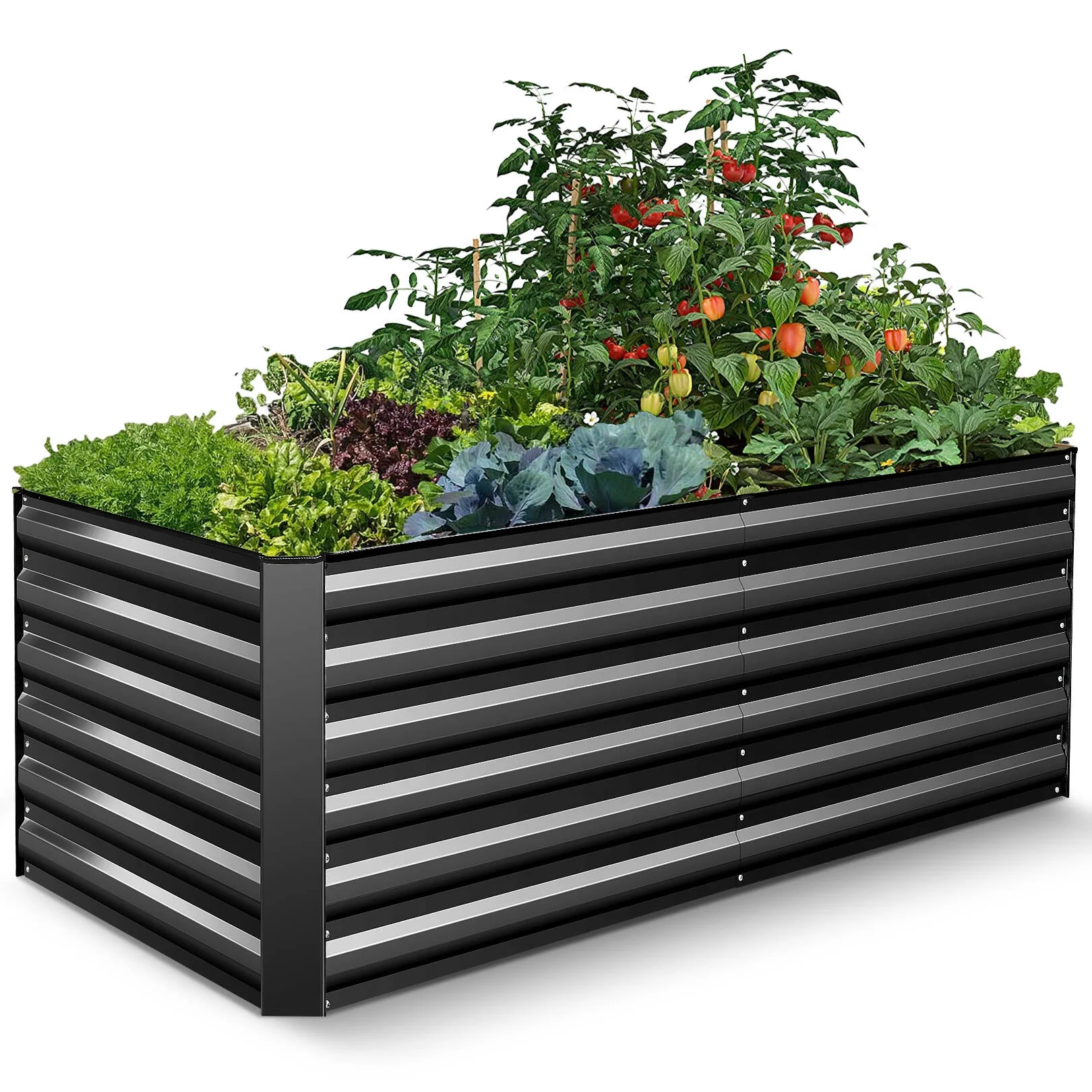 SEJOV Galvanized Raised Garden Beds 6ftx3ftx2ft Large Metal Garden Beds Galvanized Steel Planter Box for Vegetables Flowers Herbs