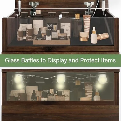 LNboomLife Dresser for Bedroom  4 Drawer Dresser with Mirror and Lights  Modern Tall Chest of Drawers with  Organizer for Small Space  Bedroom  Entryway  Living Room (White)