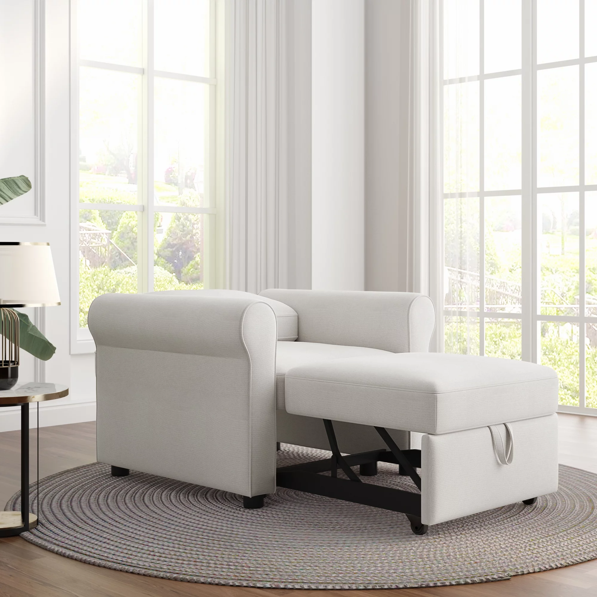 3-in-1 Sofa Bed Chair, Convertible Sleeper Chair Bed,Adjust Backrest Into a Sofa,Lounger Chair,Single Bed,Modern Chair Bed Sleeper for Adults,Beige(Old sku:WF301161AAB)