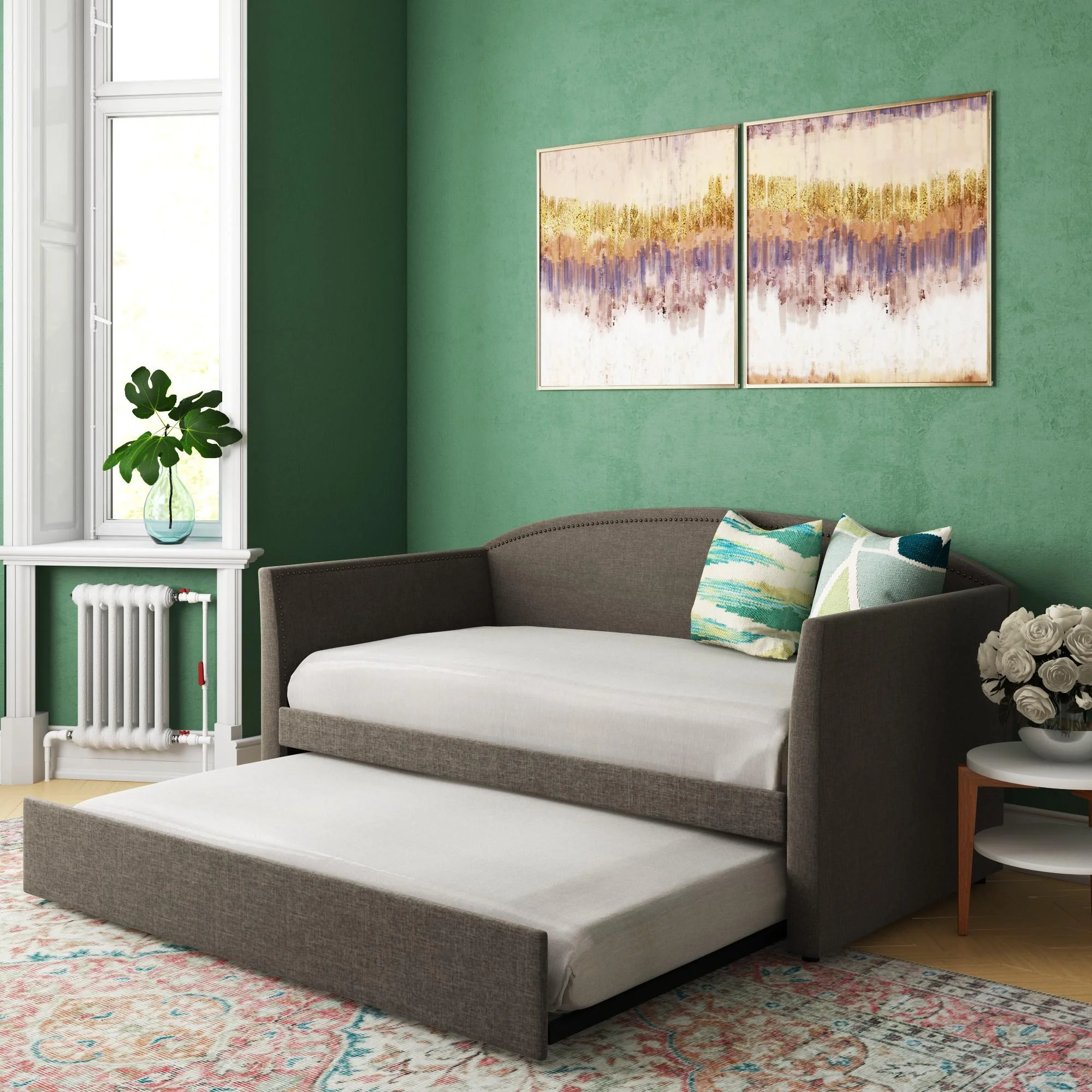 Better Homes & Gardens Grayson Daybed & Trundle, Twin Size, Gray Linen