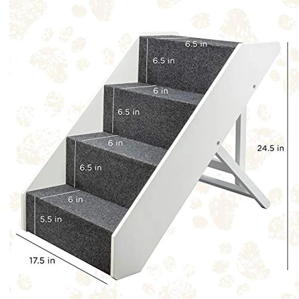 Arf Pets Wood Dog Stairs, High Beds Ramp Adjustment Wide Pet Steps, For Cat and Dogs