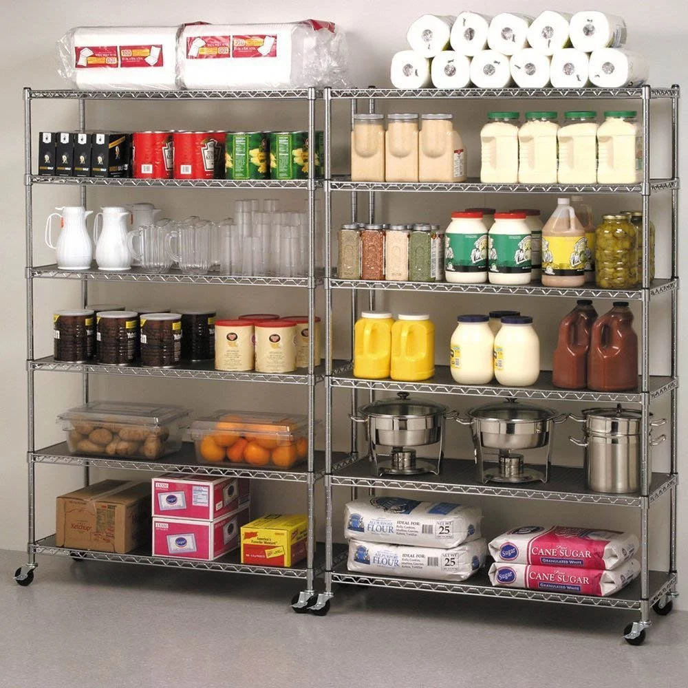 NSF Wire Shelving Unit Heavy Duty Garage Storage Shelves Large Black Metal Shelf Organizer 6-Tier Height Adjustable Commercial Grade Storage Rack 6000 LBS Capacity on 4