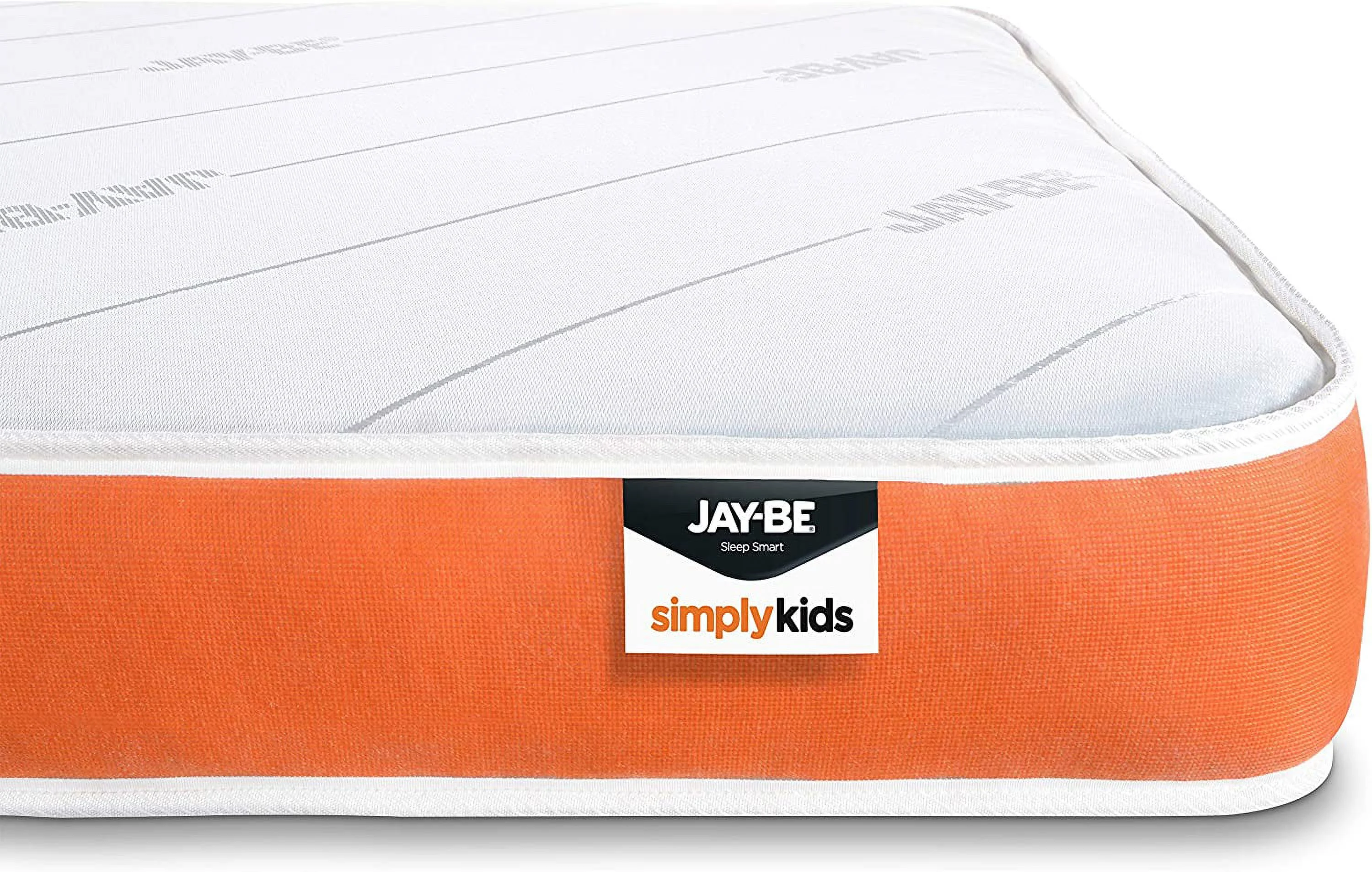 Mattress Simply Kids Sprung Mattress  Bed in a Box - Foam Free - Twin Single  White and Orange