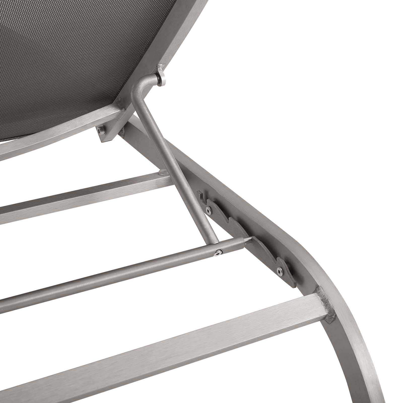 Lounge Chair Chaise, Set of 4, Aluminum, Metal, Steel, Grey Gray, Modern Contemporary Urban Design, Outdoor Patio Balcony Cafe Bistro Garden Furniture Hotel Hospitality