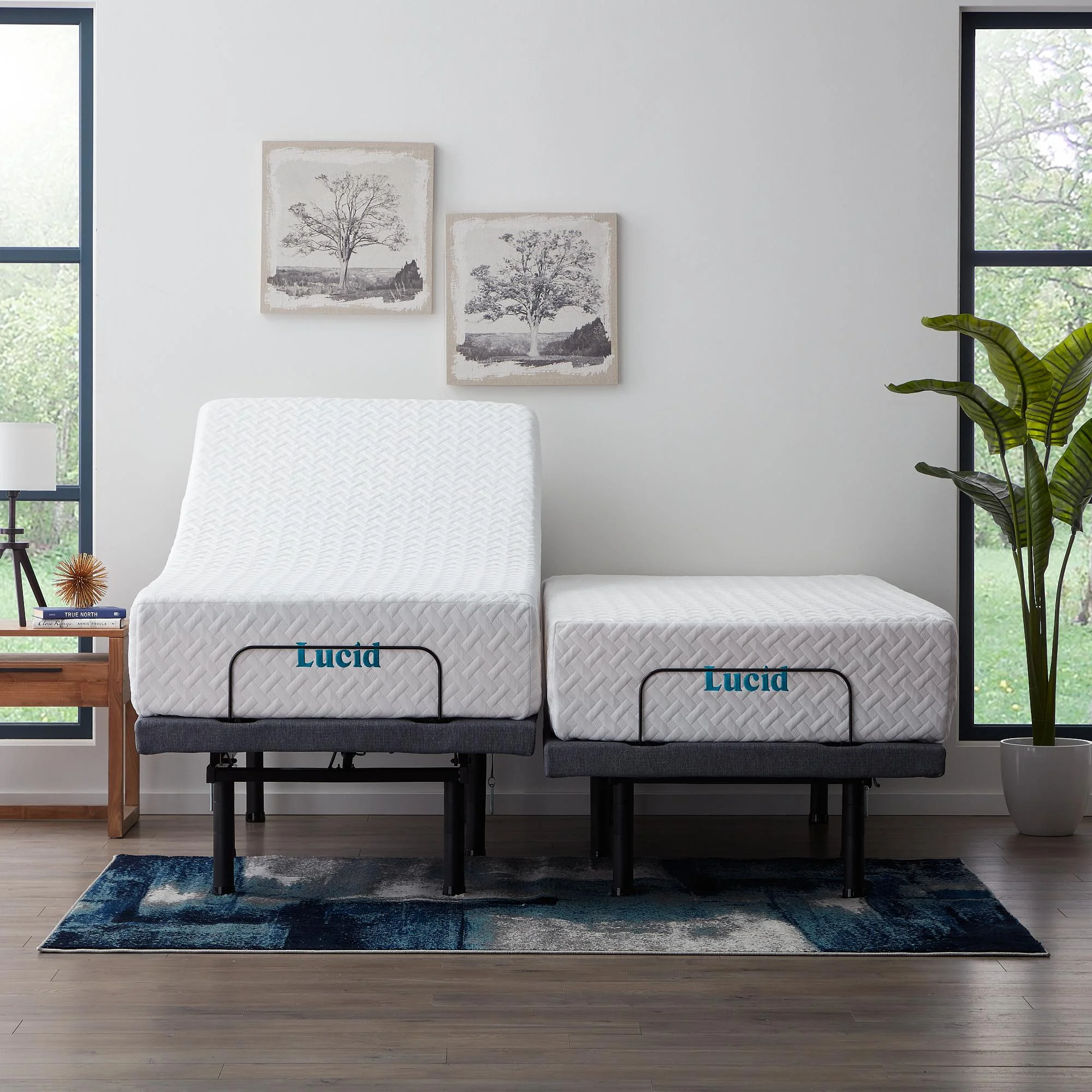 Lucid Premium Steel Adjustable Bed Base with Zero Clearance, King/Split King