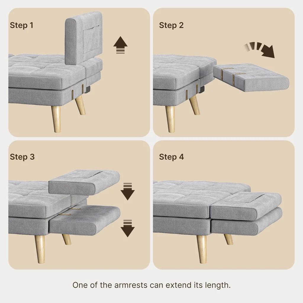 Aiho Convertible Futon Sofa Bed,Couches with with S-Springs and Adjustable Backrest for Living Room,Apartment Living Room,Office - Light Gray