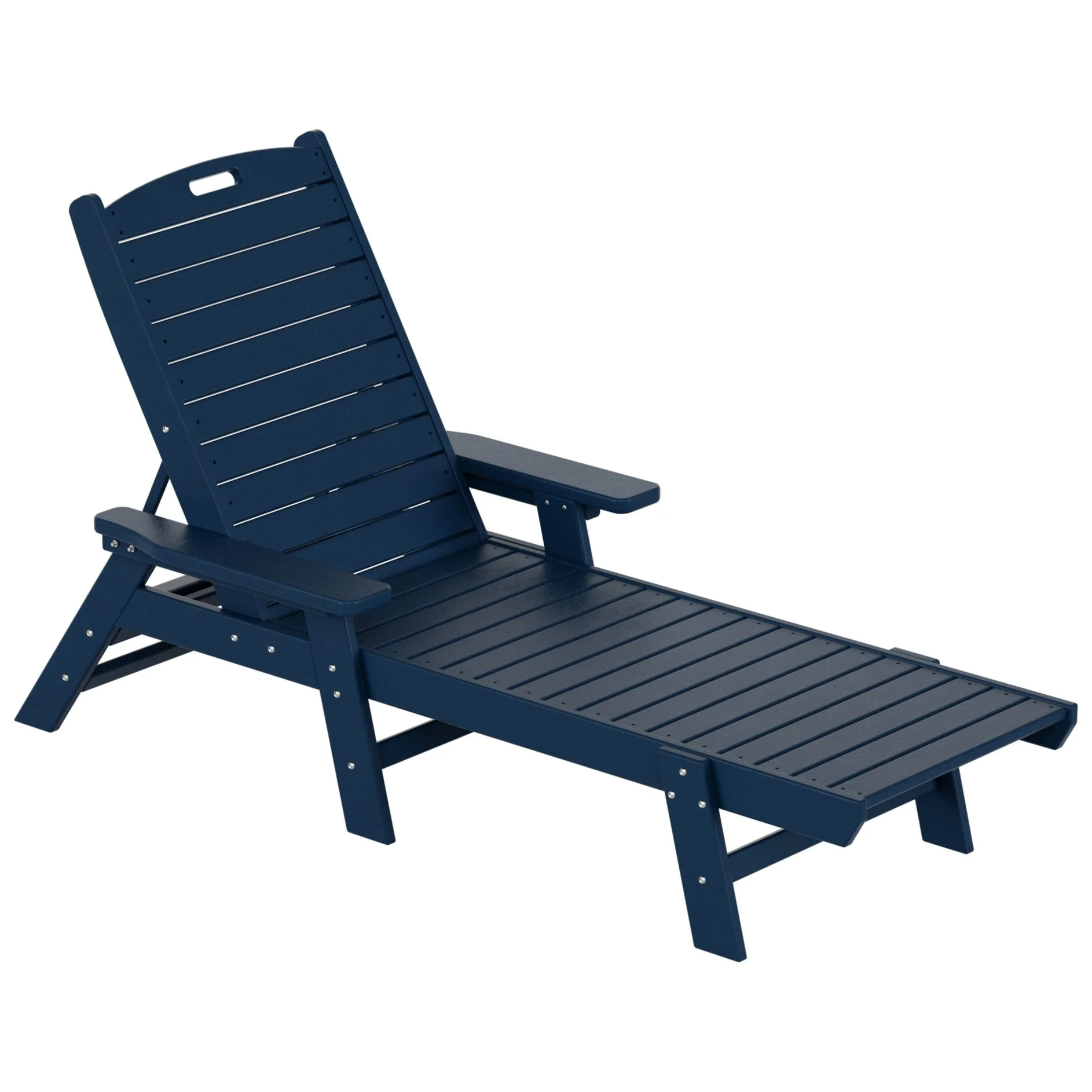 Polytrends  Laguna All Weather Poly Pool Outdoor Chaise Lounge - with Arms Navy Blue