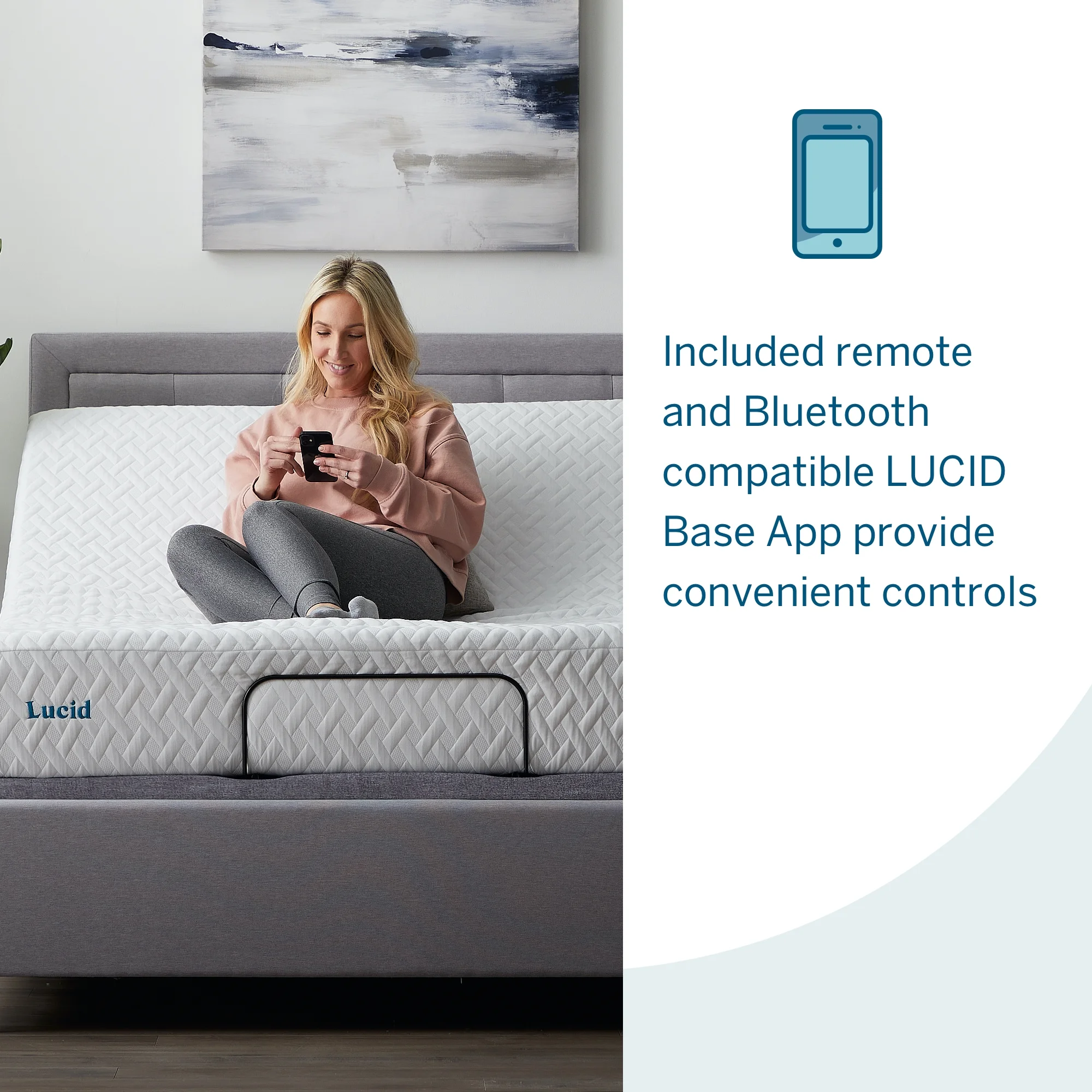 Lucid Premium Steel Adjustable Bed Base with Zero Clearance, King/Split King