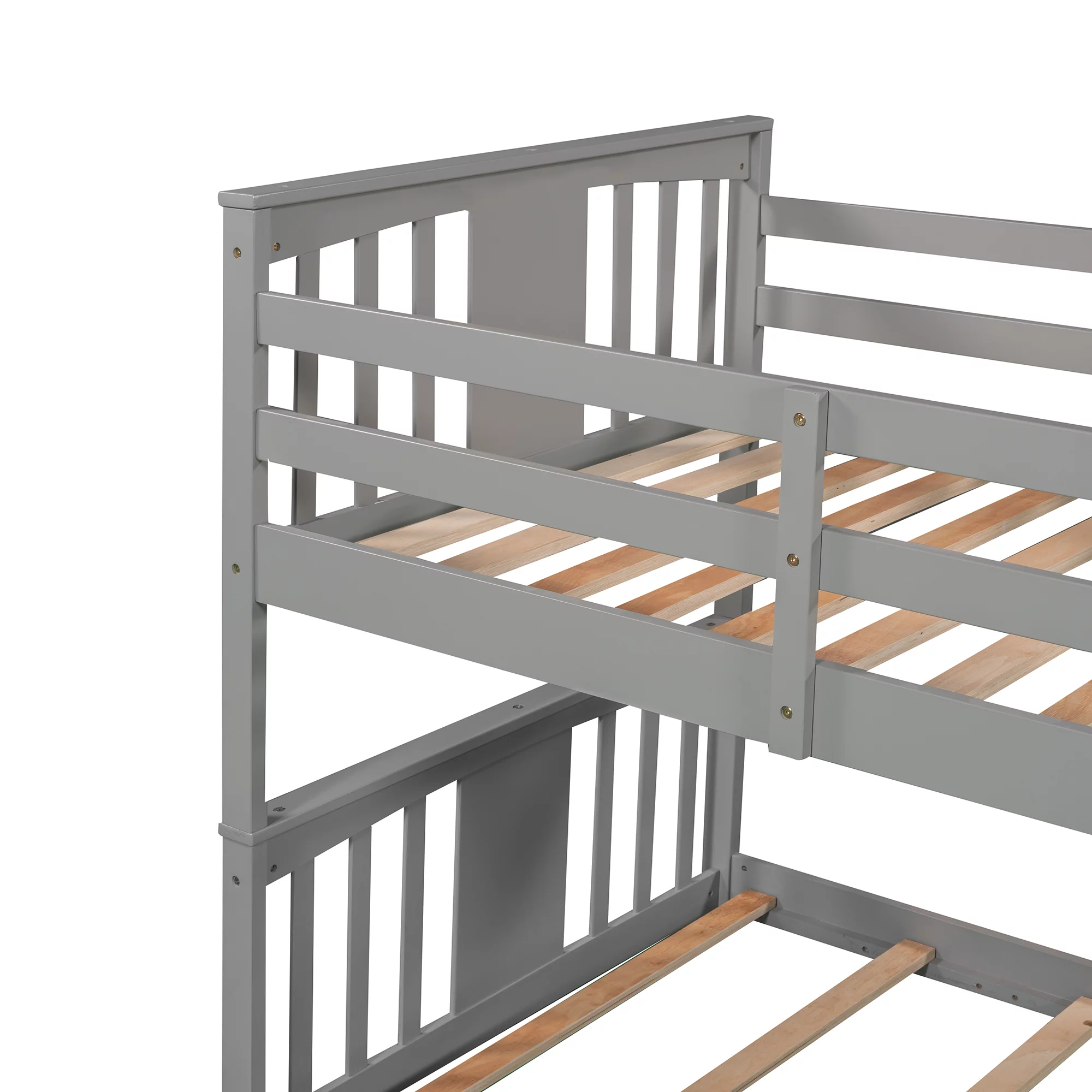 Gray Twin Over Twin Bunk Bed with Ladder