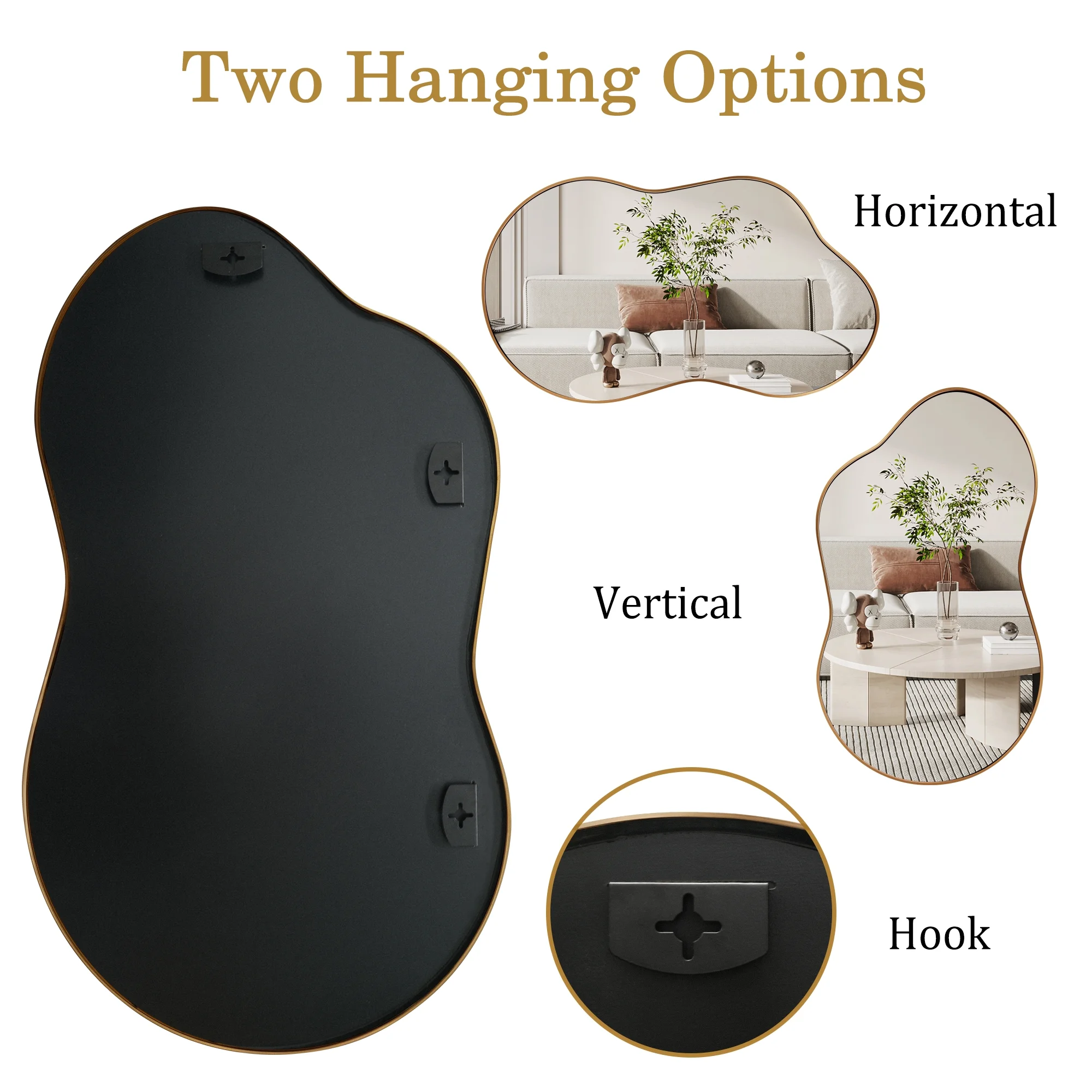 AUSTUFF Irregular Wall Mirror Cloud Shaped Bathroom Mirror 26