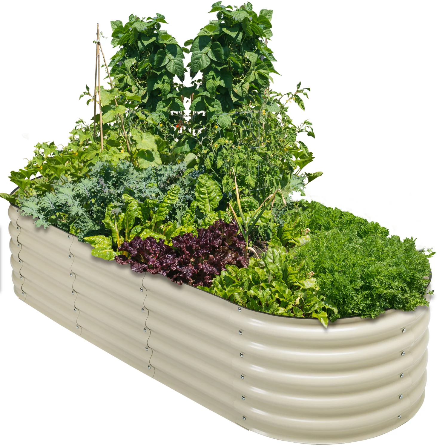 Aoodor 6-in-1 Modular Aluzinc Metal Raised Garden Bed - Outdoor Garden Planter Box for Vegetable, Flower, Herb - Beige (67''L x 47''W x 17''H)