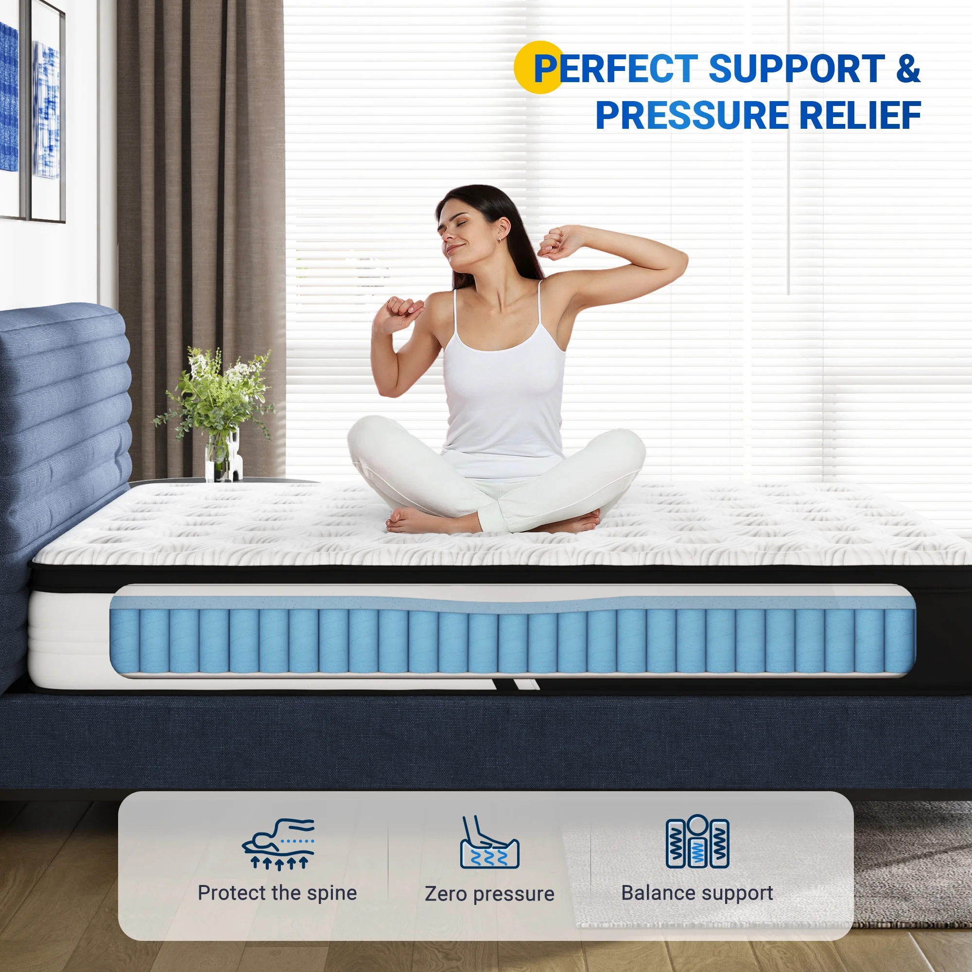Avenco Dreamsail 12'' Adult Gel Memory Foam Pocket Spring Hybrid Mattress King Size