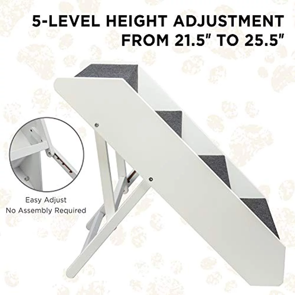 Arf Pets Wood Dog Stairs, High Beds Ramp Adjustment Wide Pet Steps, For Cat and Dogs