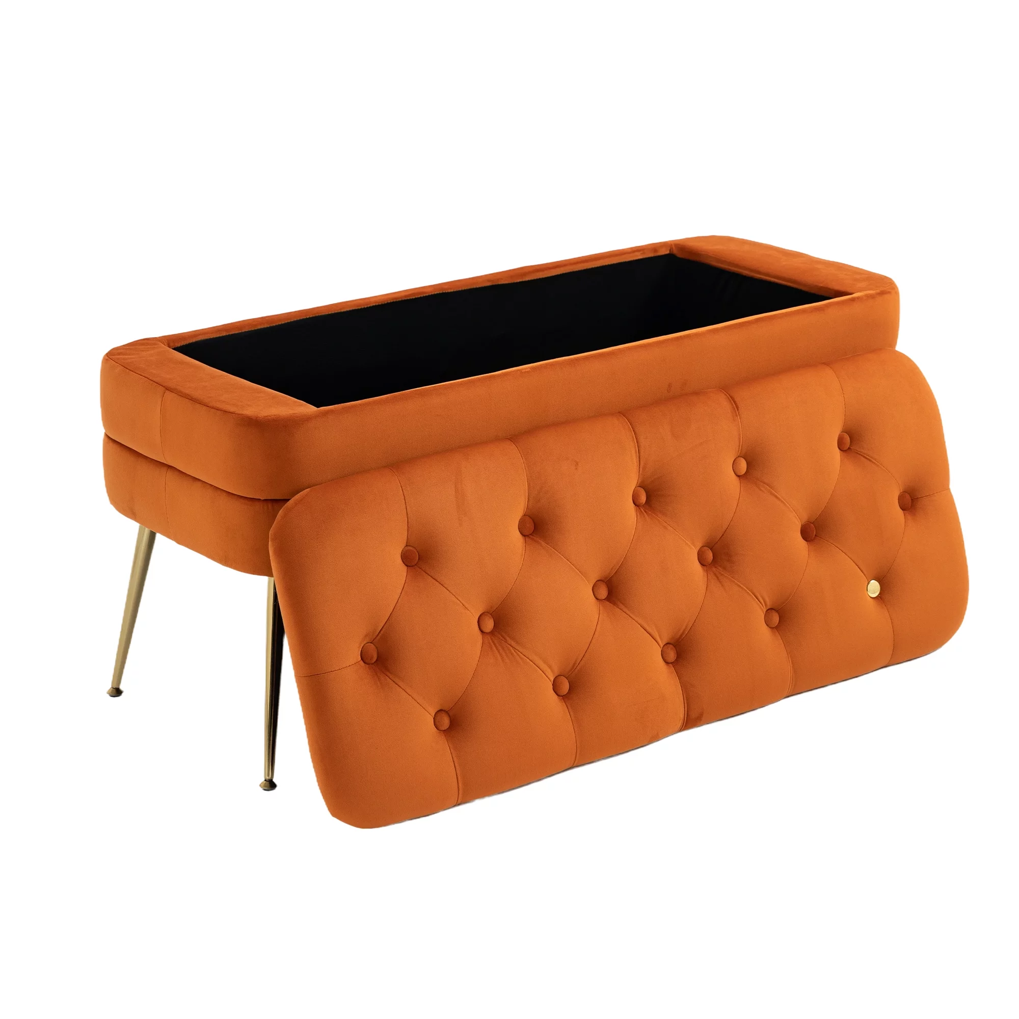 Storage Ottoman Bench Upholstered Velvet Storage Ottoman with Safety Hinge Bench with Storage Bedroom Ottoman Entryway Padded Footstool, Ottoman Bench for Living Room & Bedroom